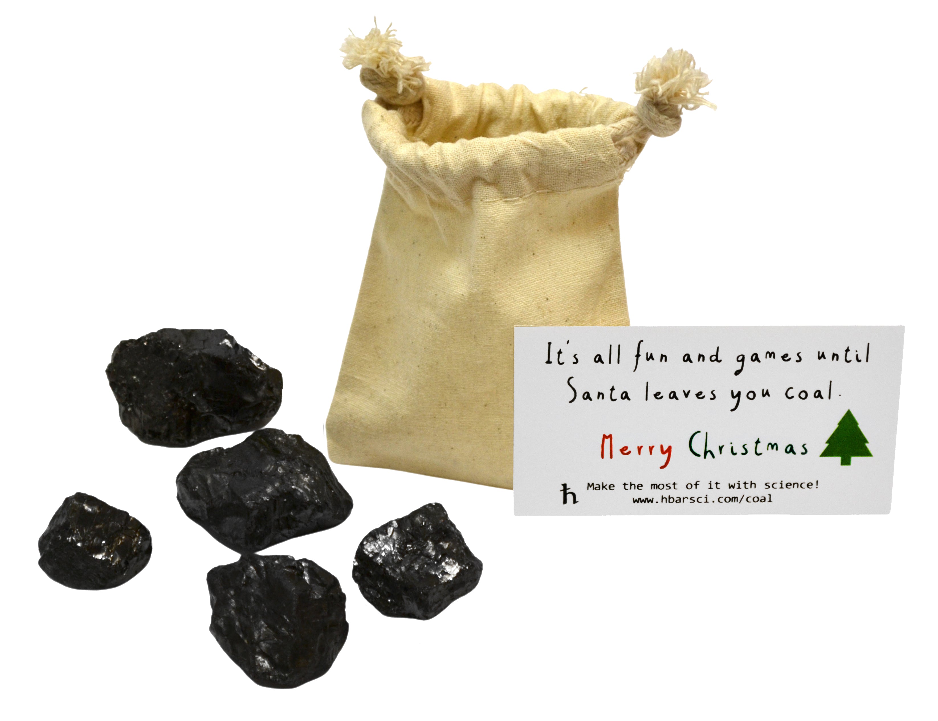 Real Coal Specimen Set with Cotton Bag, 5-Piece