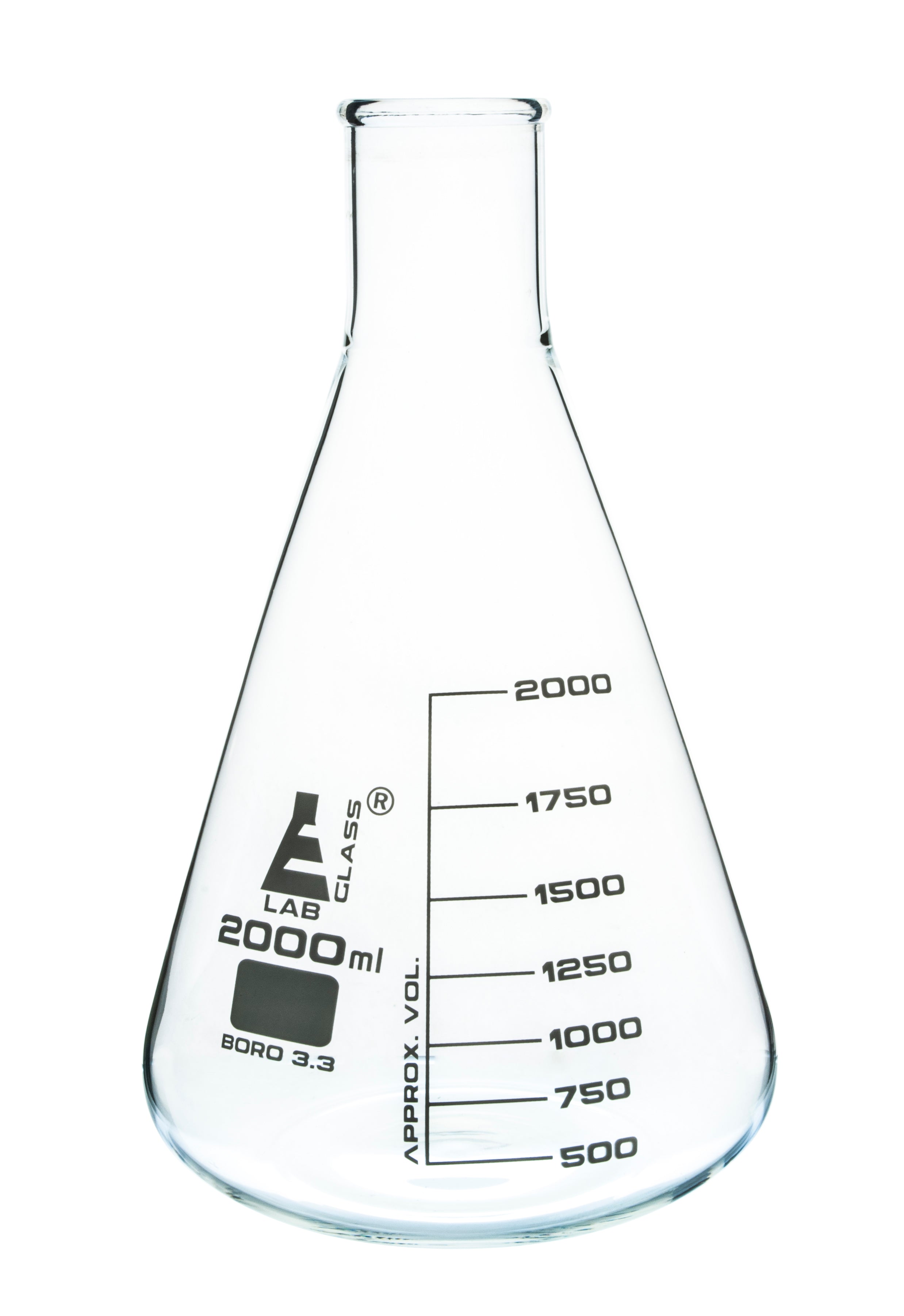 Narrow Neck Borosilicate Glass Erlenmeyer Flask with White Graduations