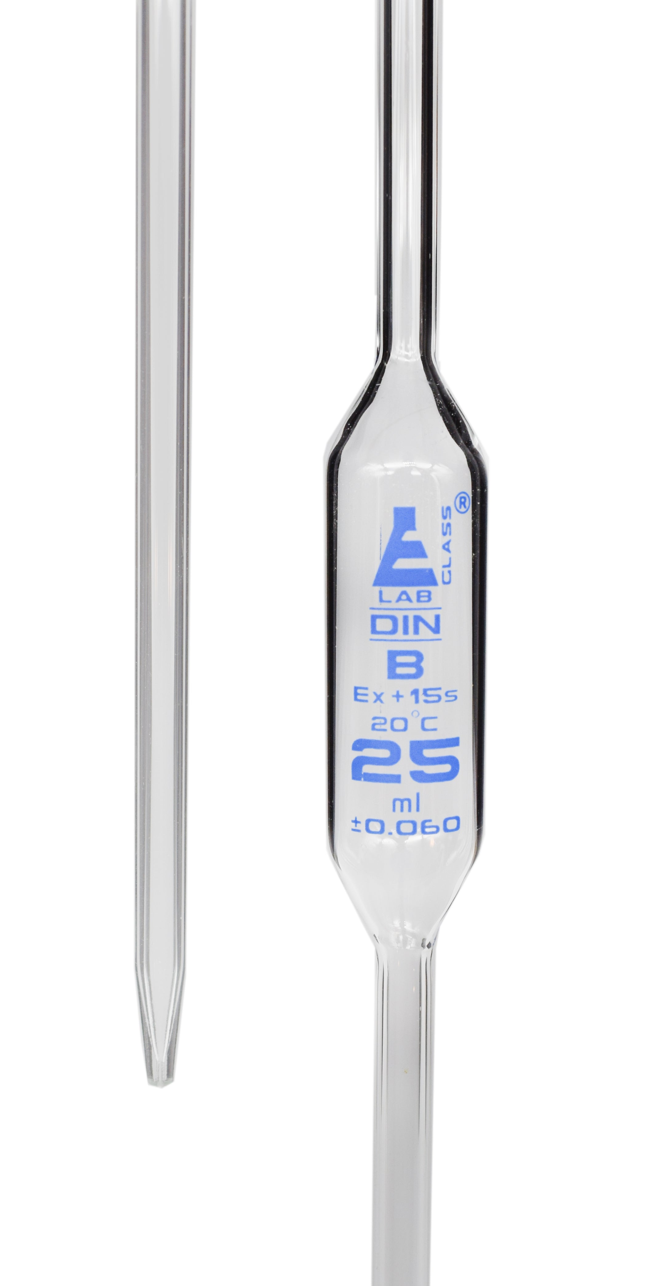 Class B Bulb Form Borosilicate Glass Pipette with Blue Graduations