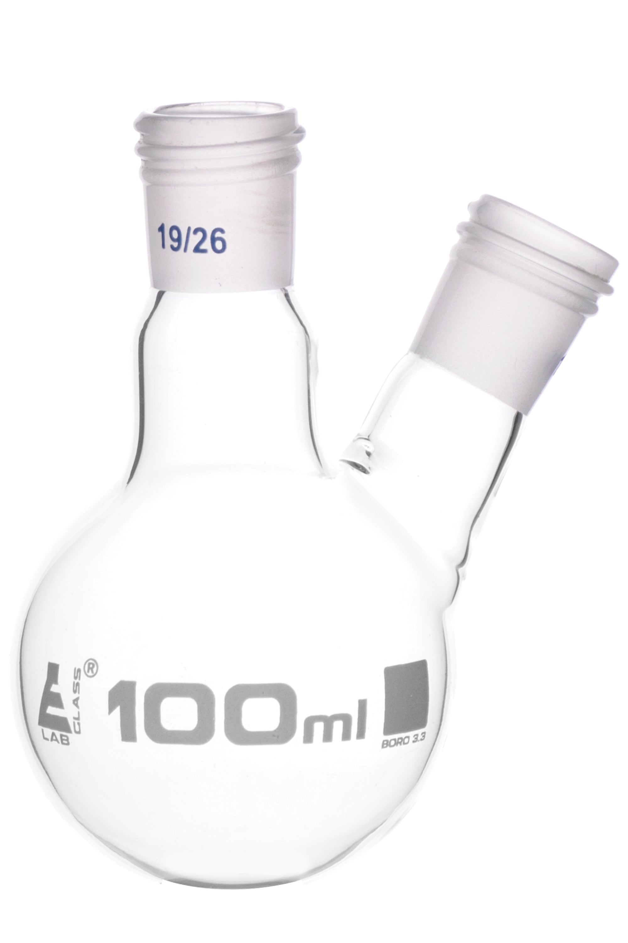 Two-Neck Borosilicate Glass Distillation Flask with Threaded Joints