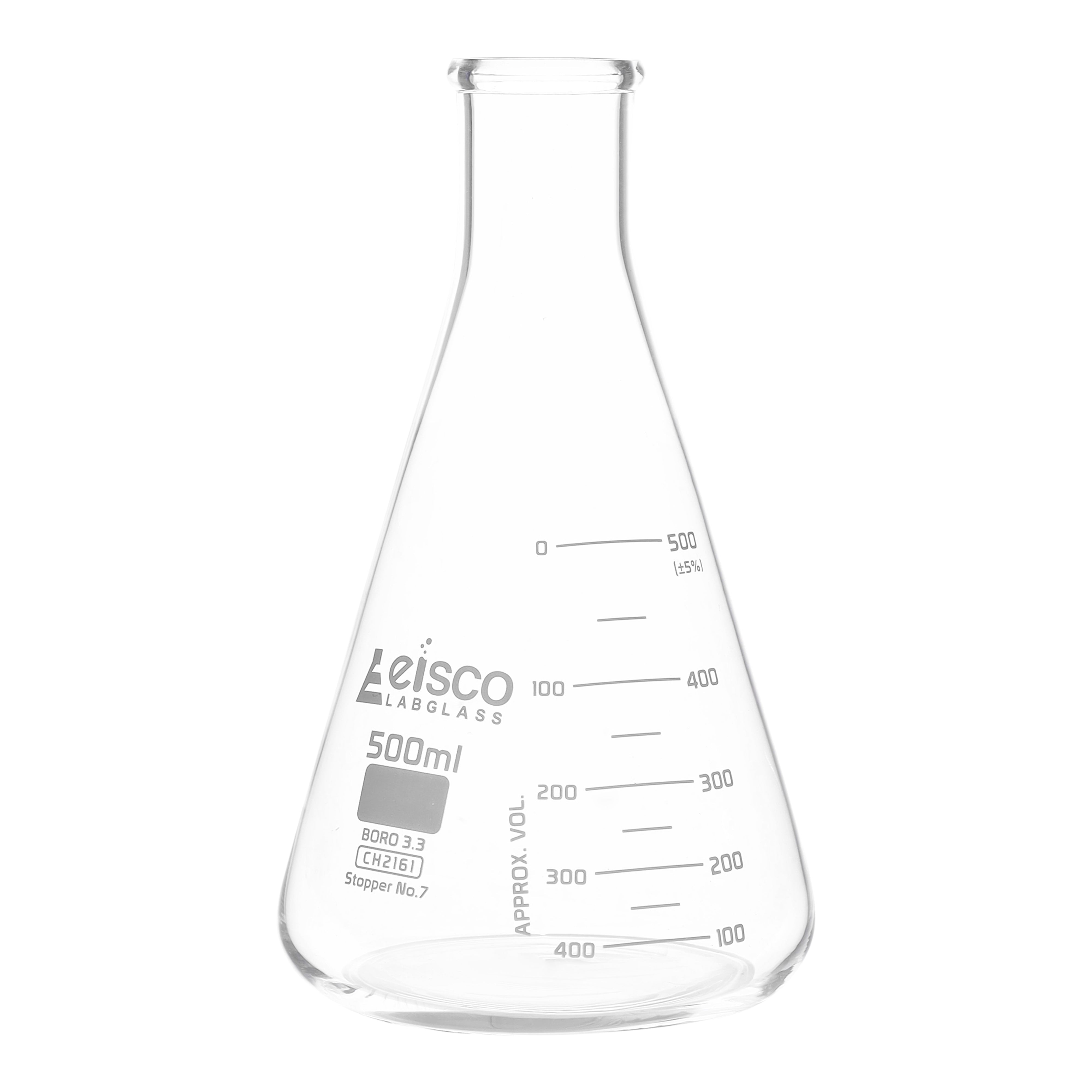 ASTM Narrow Neck Borosilicate Glass Erlenmeyer Flask with Dual Scale