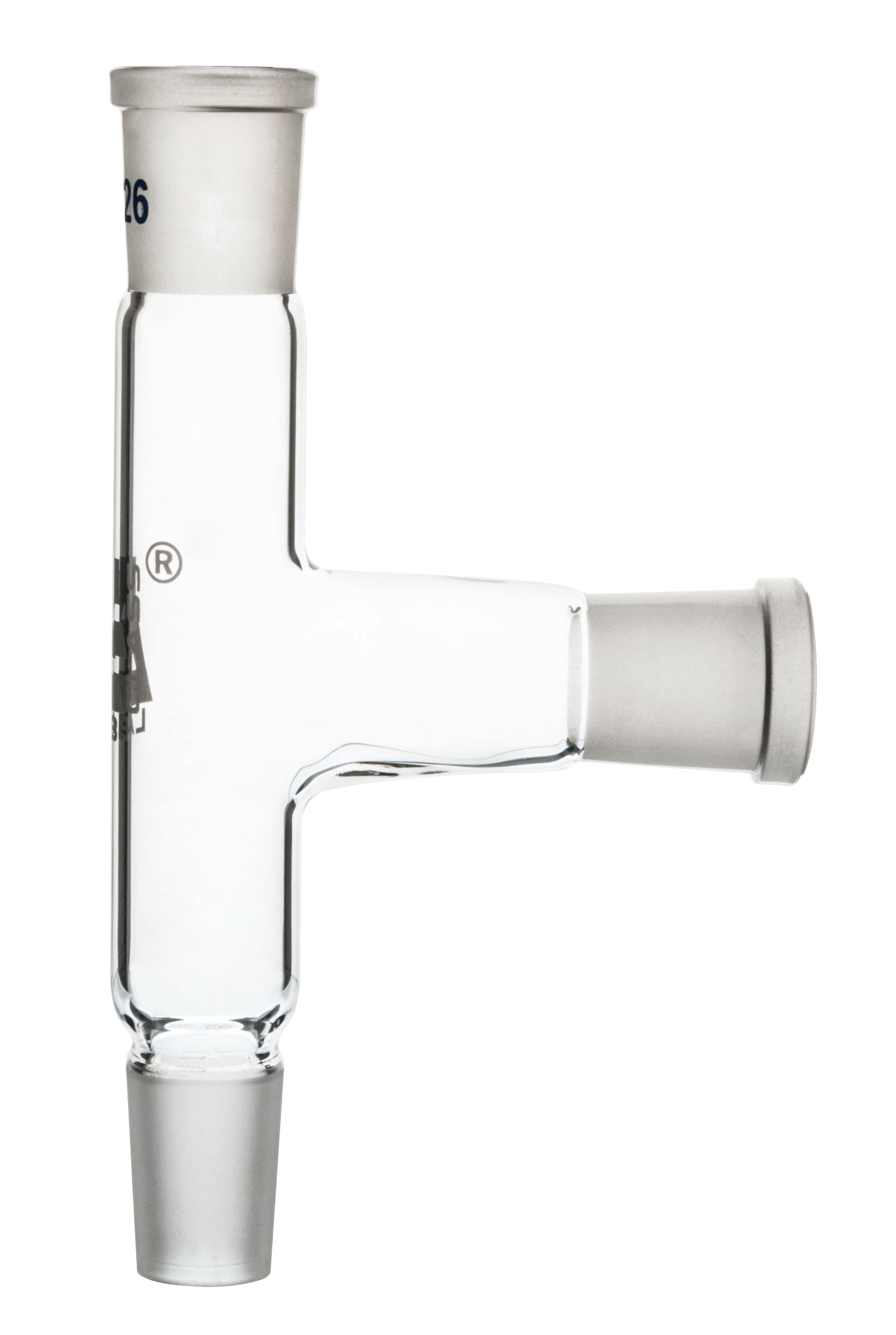 Side Socket 15-Degree Receiver Adapter, 14/23 Socket and 14/23 Cone, Borosilicate Glass