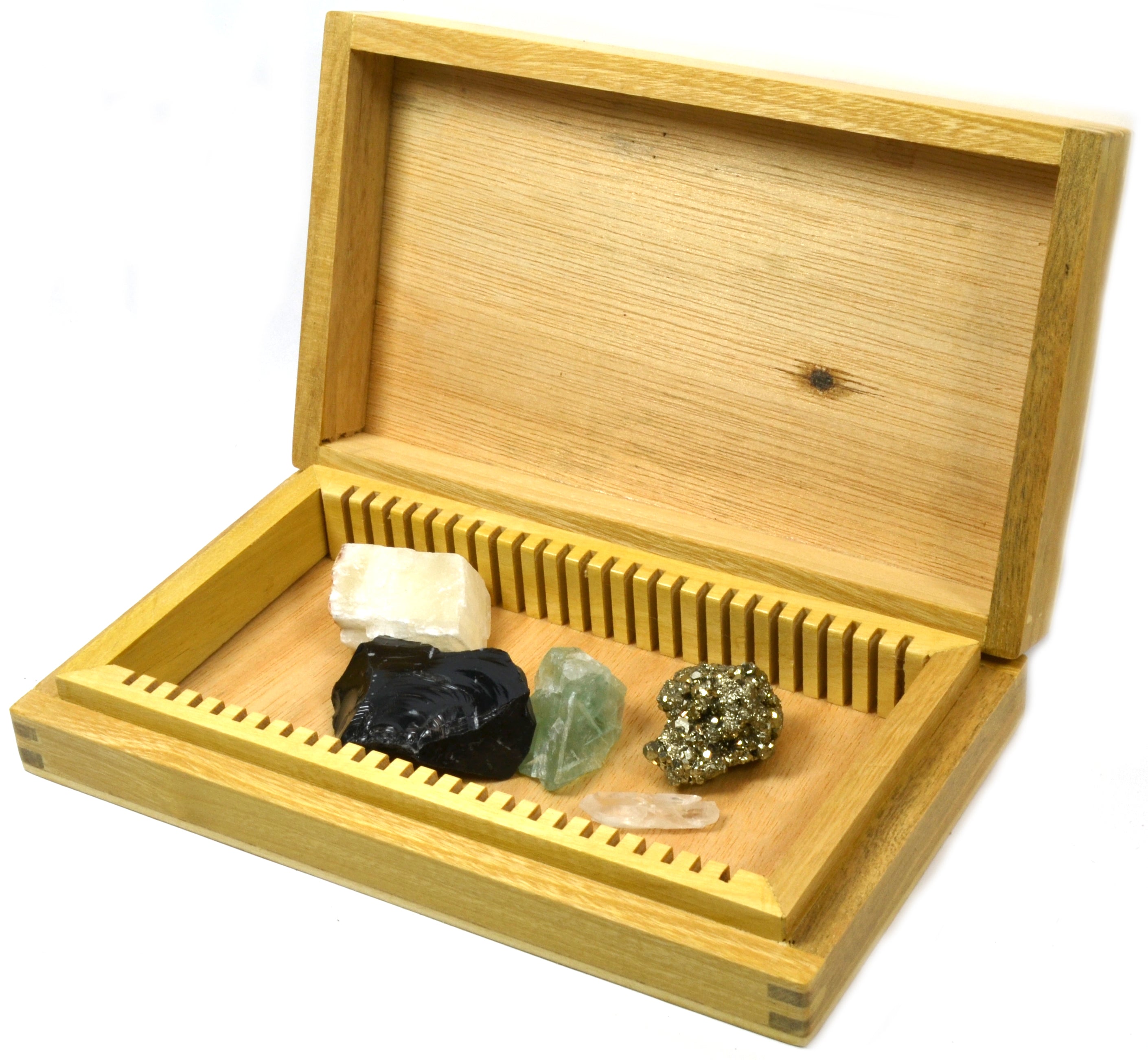 5-Piece Pirate's Booty Rock and Mineral Specimen Set in Wooden Chest