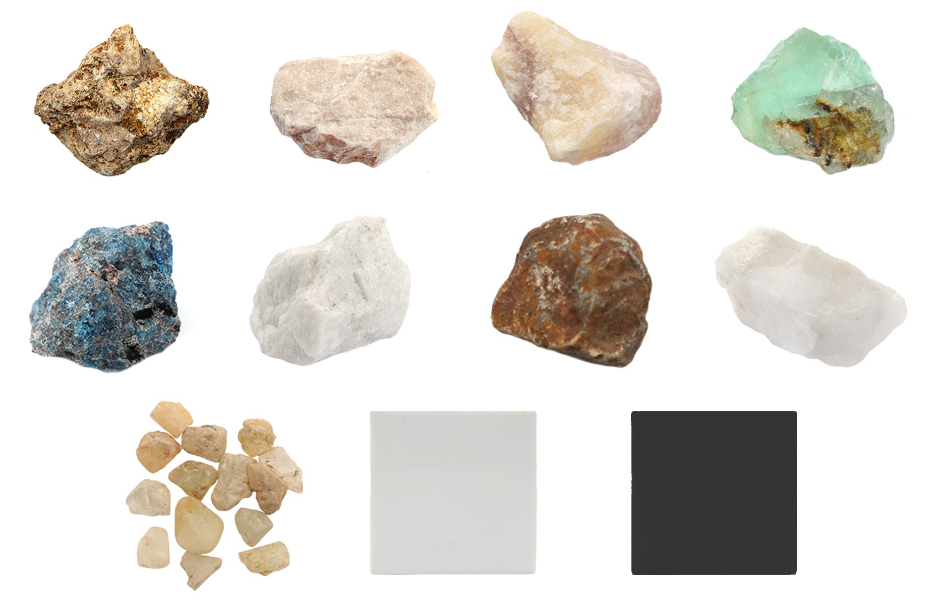 12-Piece Moh's Hardness Kit with 9 Rock and Mineral Specimens