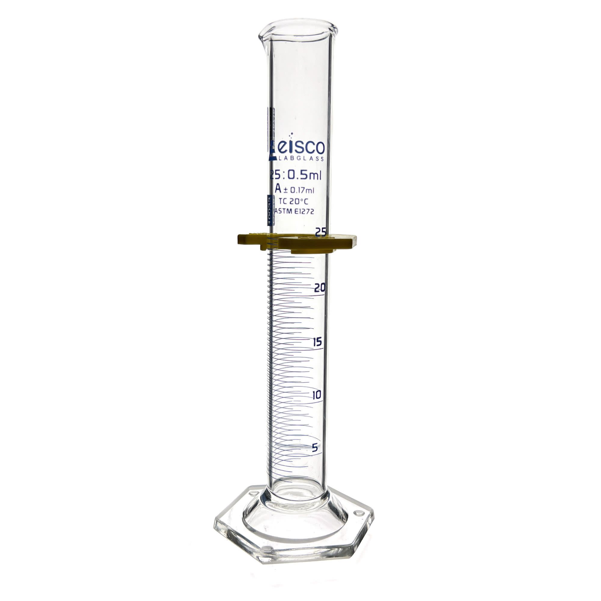 ASTM Class A Borosilicate Glass Graduated Cylinder with Individual Certificate, Blue Graduations