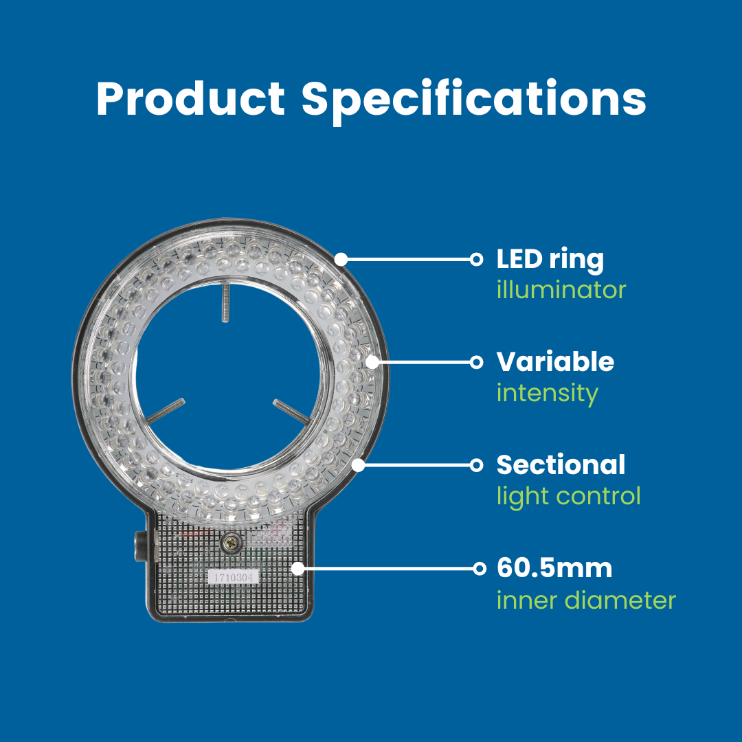 LED Ring Illuminator with Sectional Light Control for Stereo Microscope, 60.5mm ID