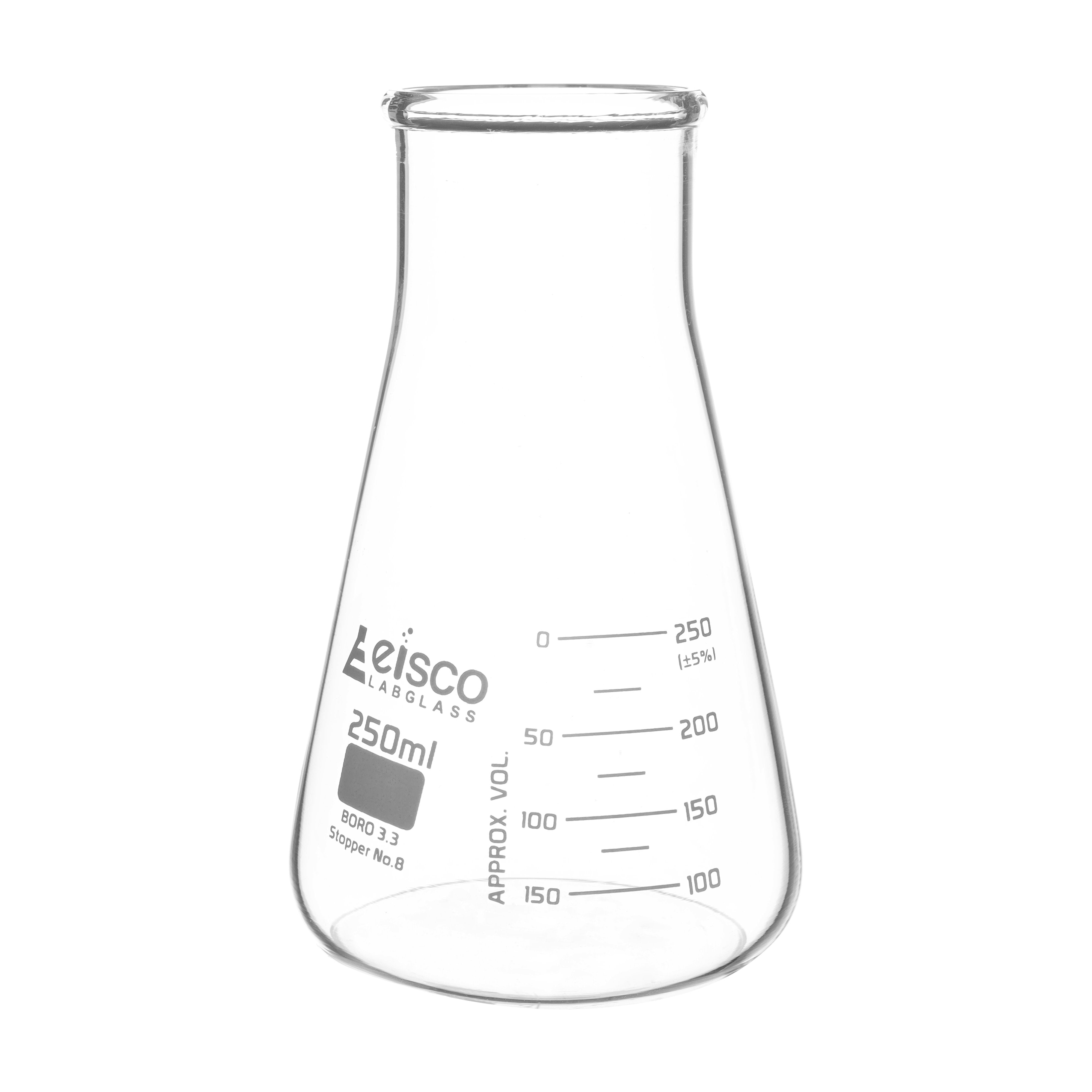 ASTM Wide Neck Borosilicate Glass Erlenmeyer Flask with Dual Scale