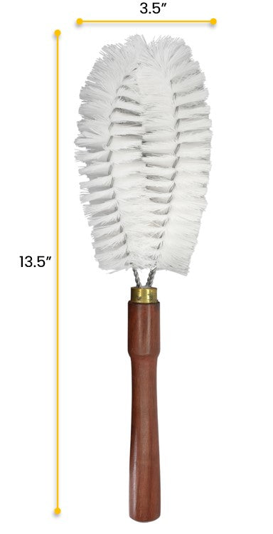 13.5" Nylon Bristle Cleaning Brush with Wooden Handle for up to 4" Glassware