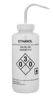 White Color-Coded Self-Venting LDPE Ethanol Wash Bottle, 1000mL
