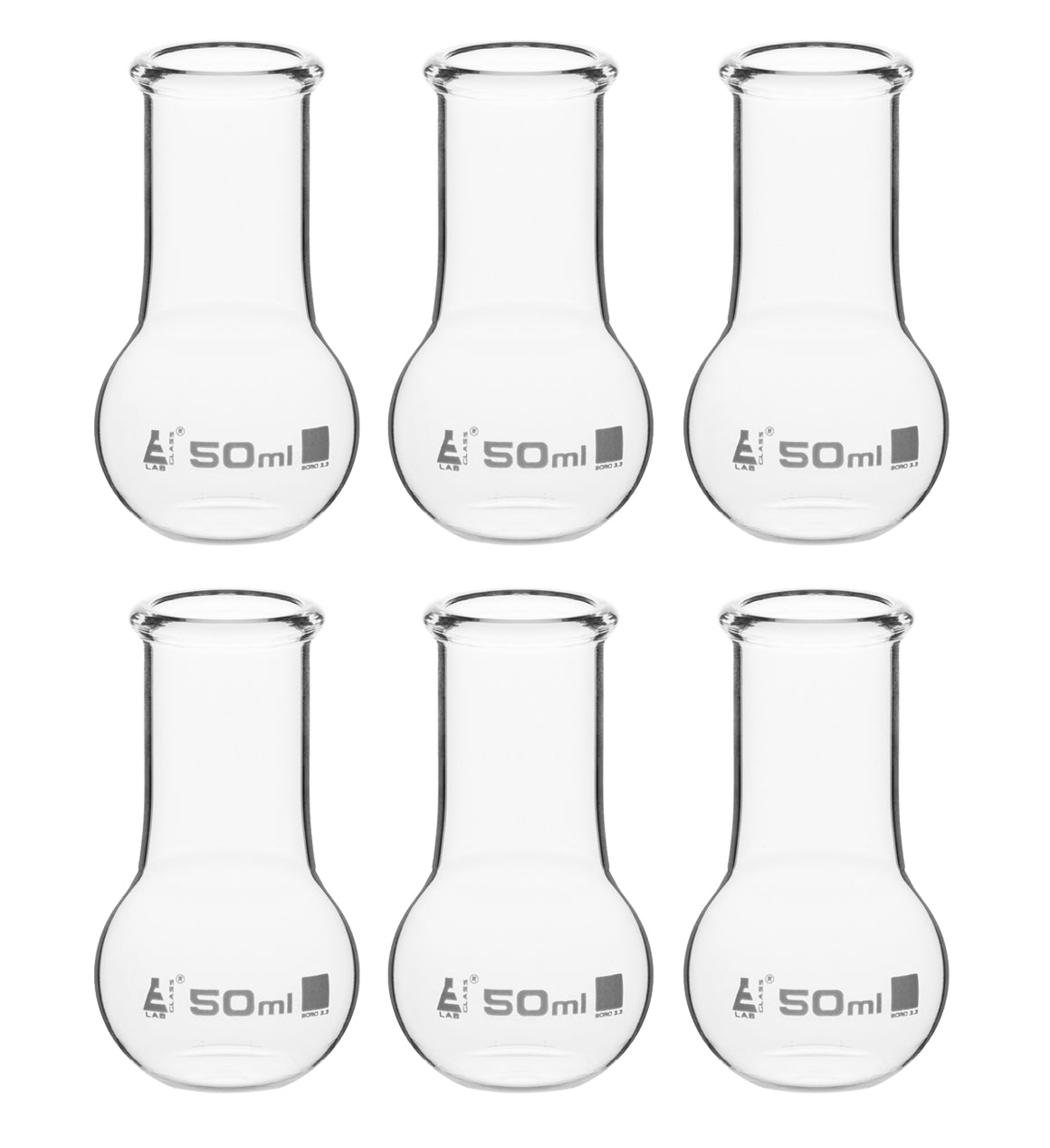 Flat Bottom Wide Neck Borosilicate Glass Boiling Flask, 50mL