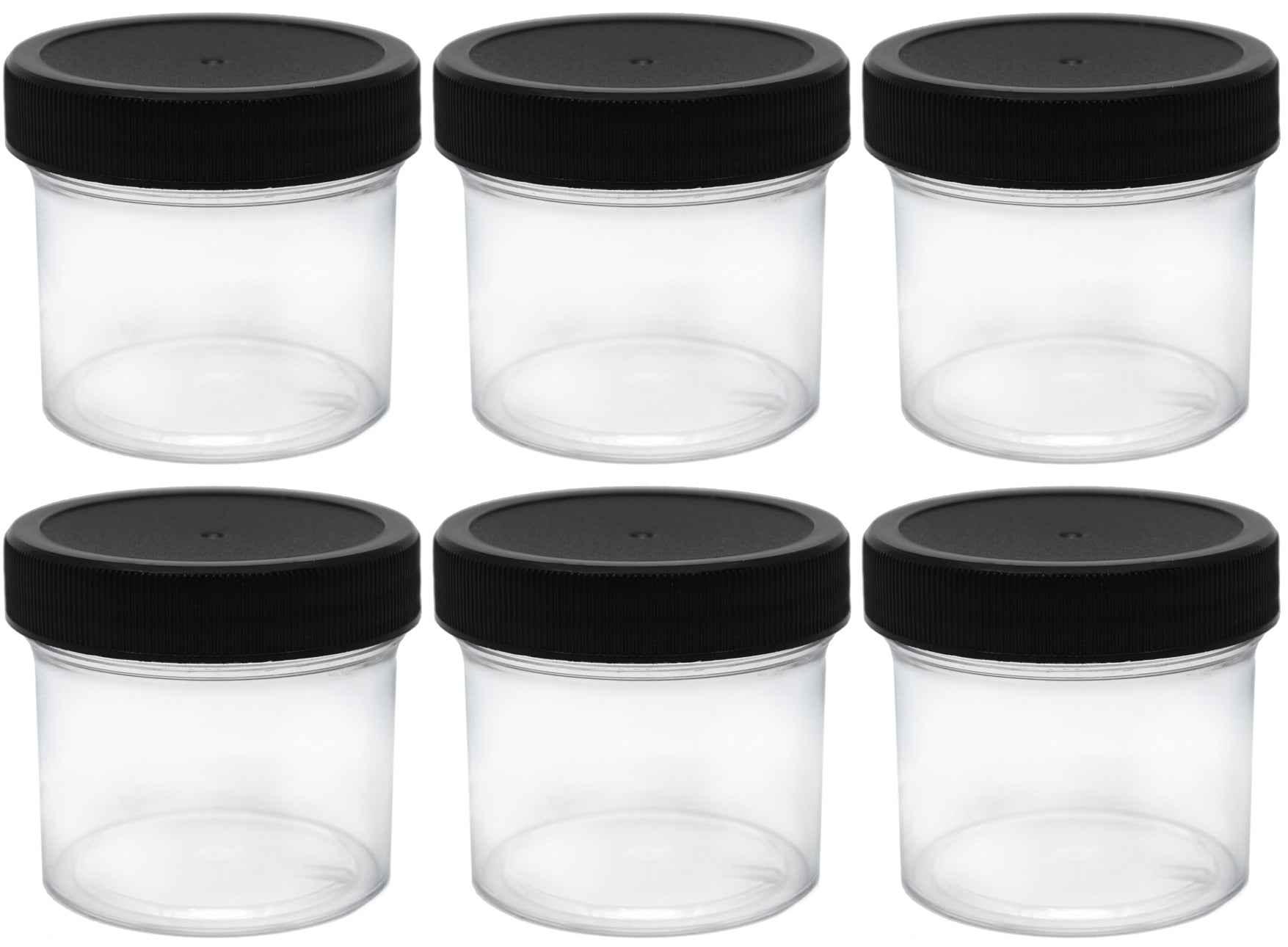 6-Pack Clear Polystyrene Jars with Foam-Lined PP Caps, 60mL
