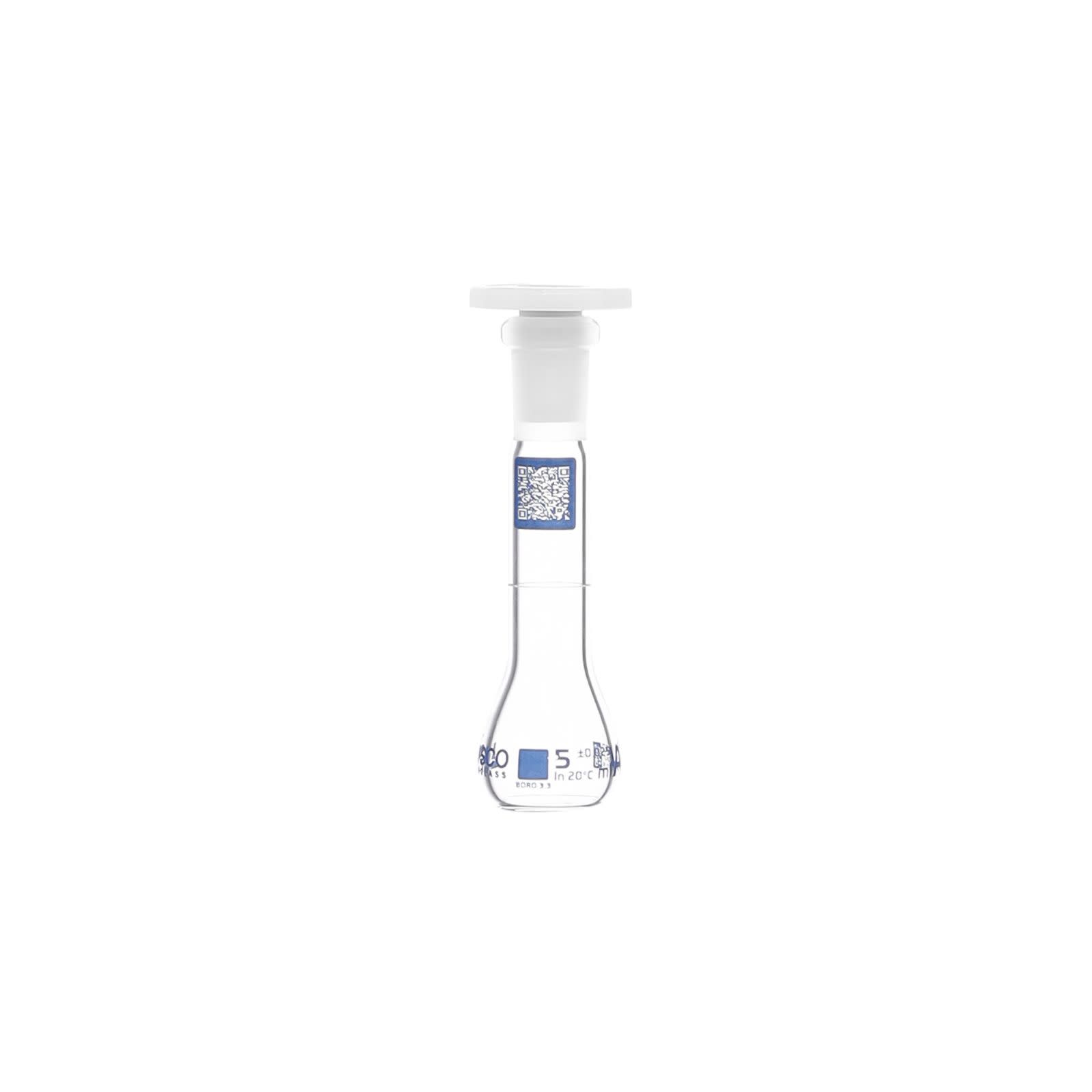 Class A Borosilicate Glass Volumetric Flask with Polyethylene Stopper, QR Certificate