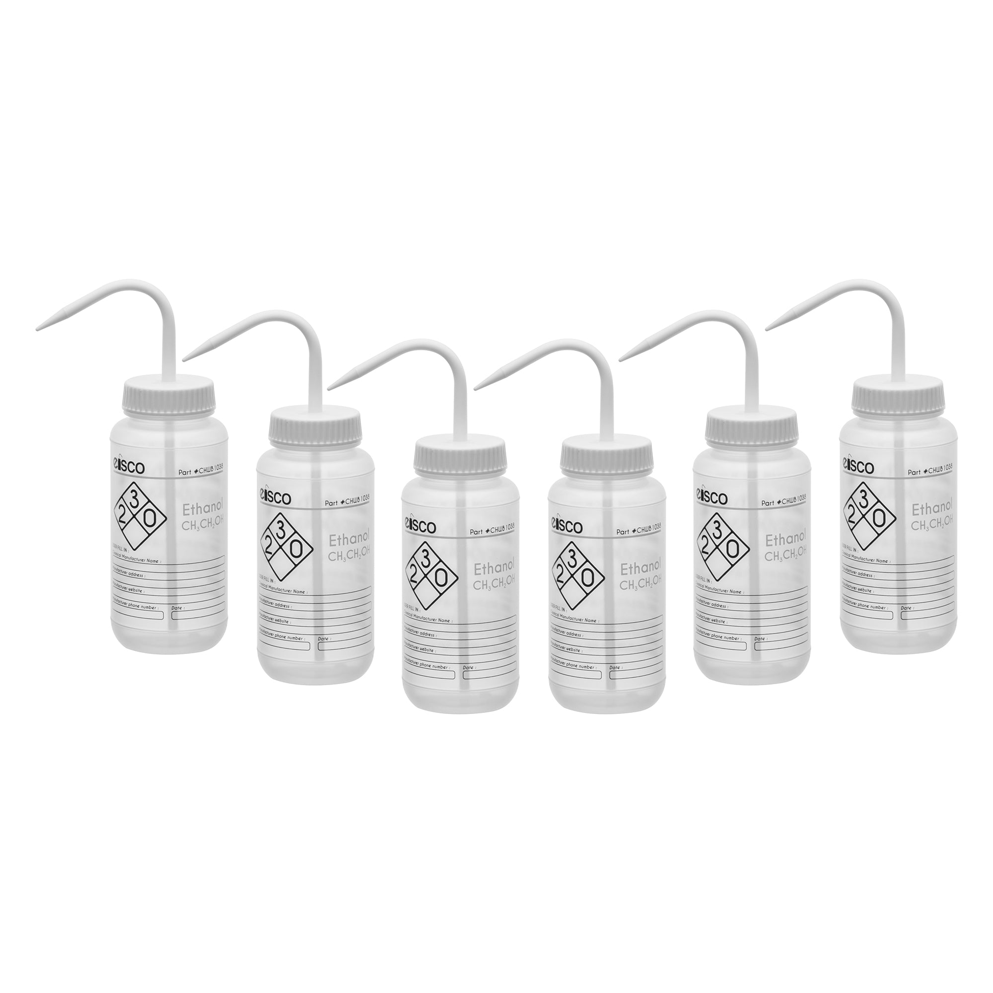 Ethanol Wash Bottle, LDPE, 2-Color Label, 500mL