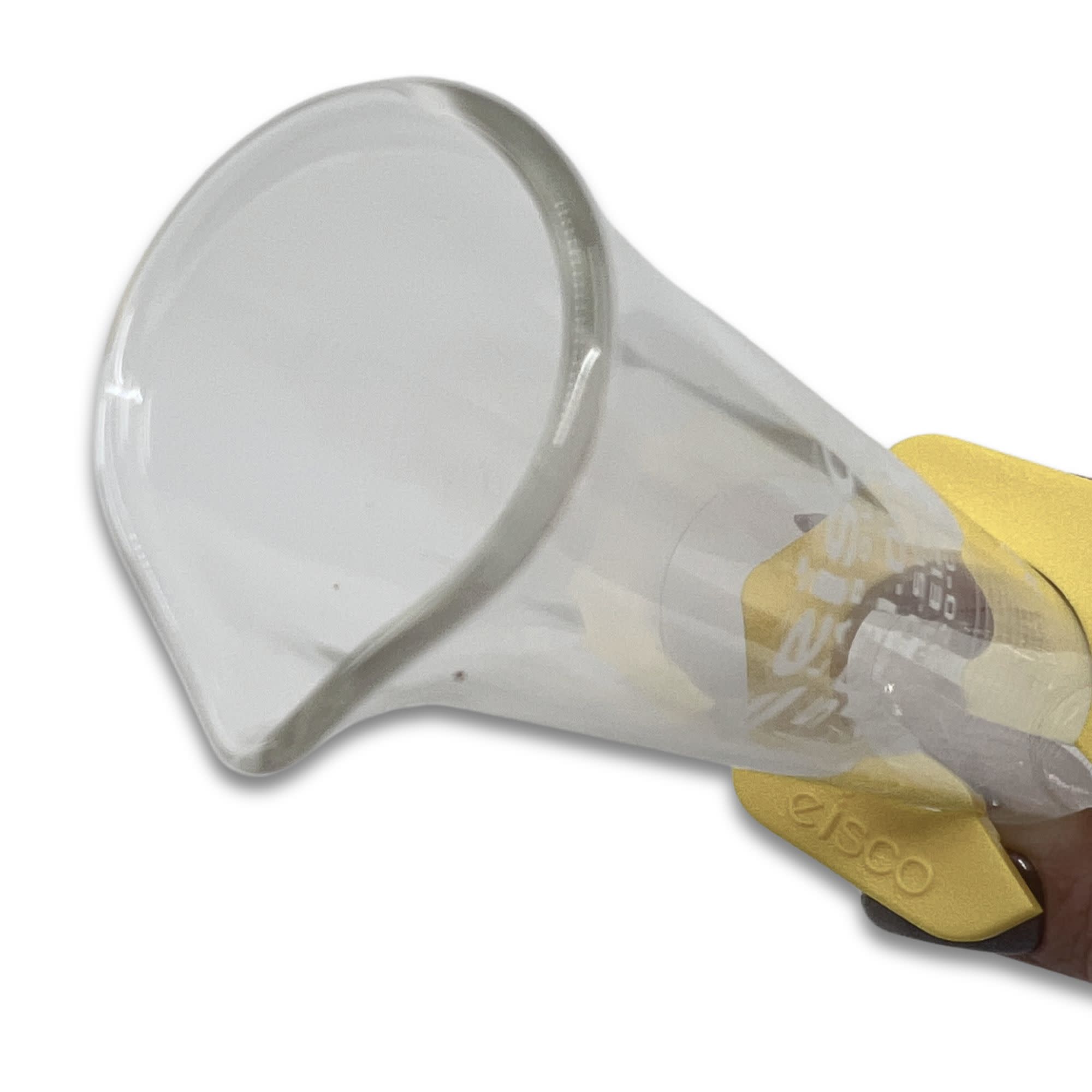 Class B Graduated Cylinder with Spout and Hexagonal Base, 50mL, White Graduations, Borosilicate Glass