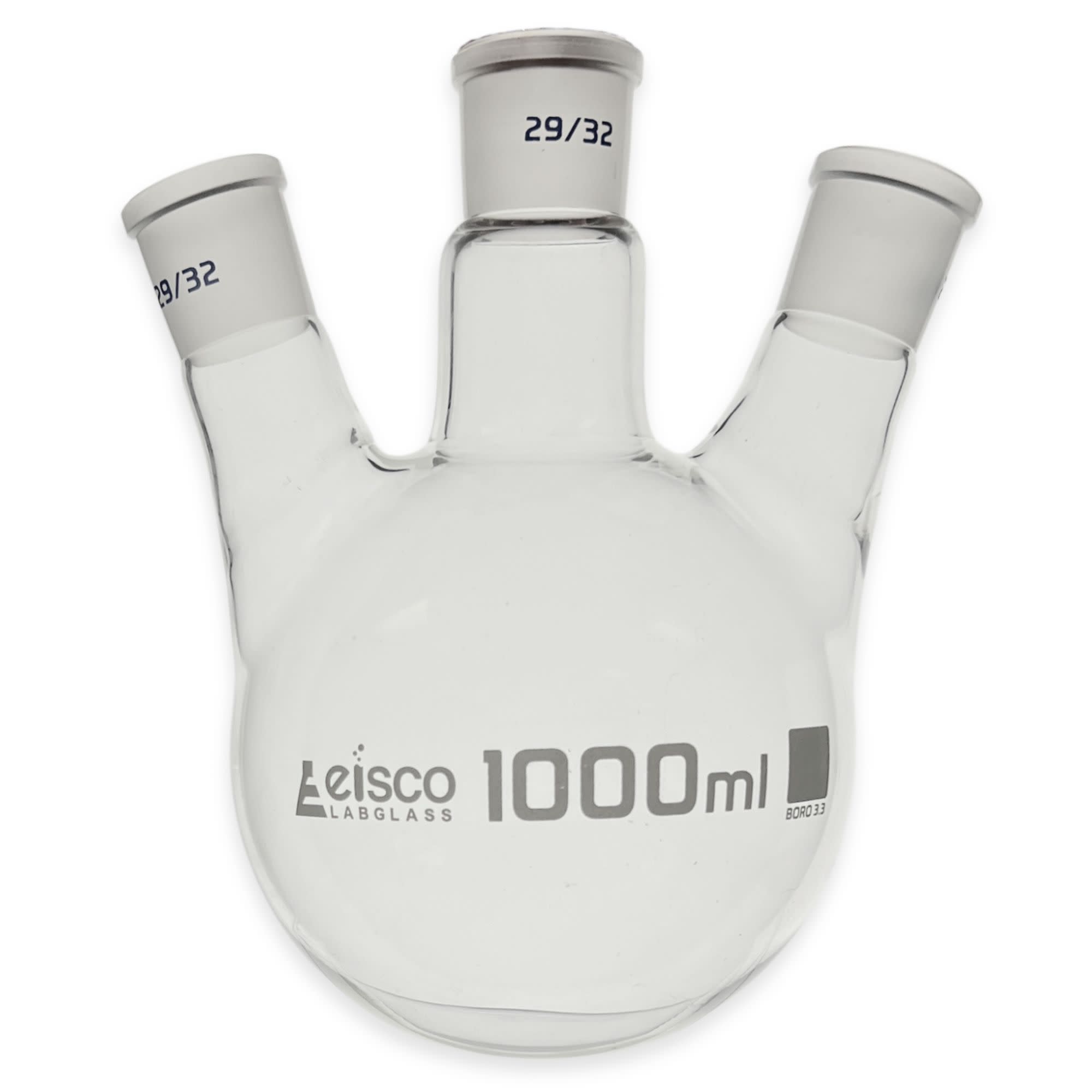 Round Bottom Three-Angled-Neck Borosilicate Glass Distillation Flask