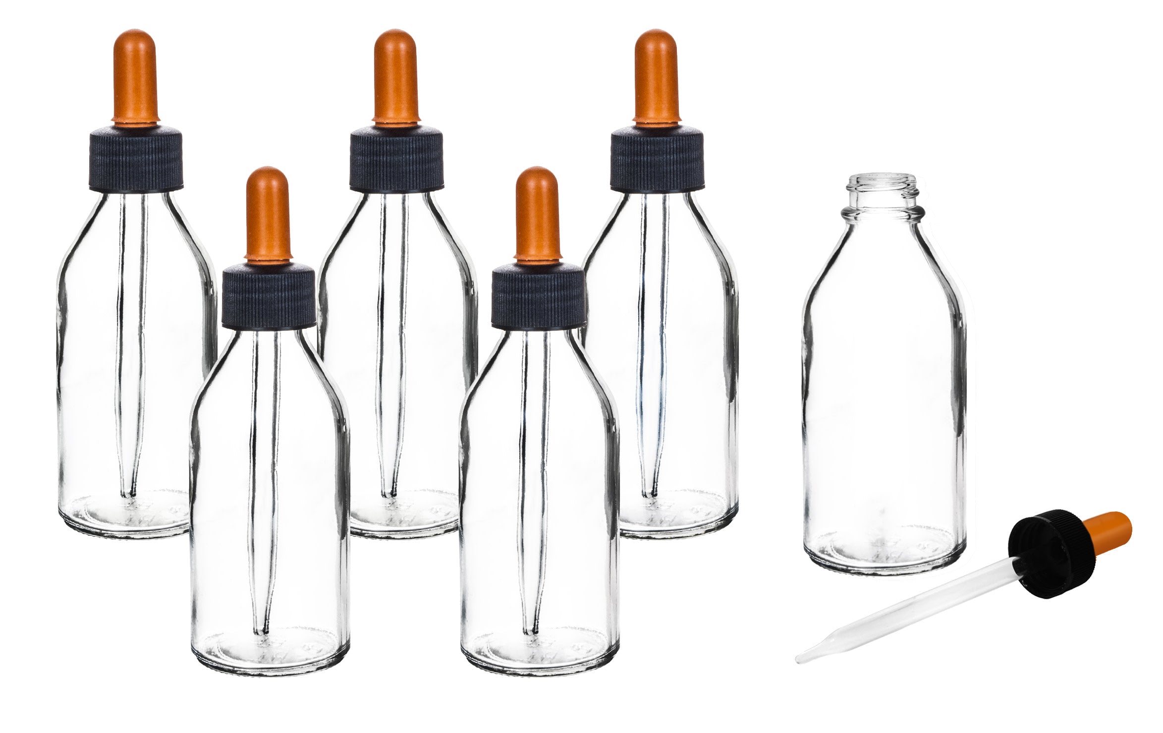 Soda Lime Glass Dropping Bottle with Screw Cap, 6-Pack