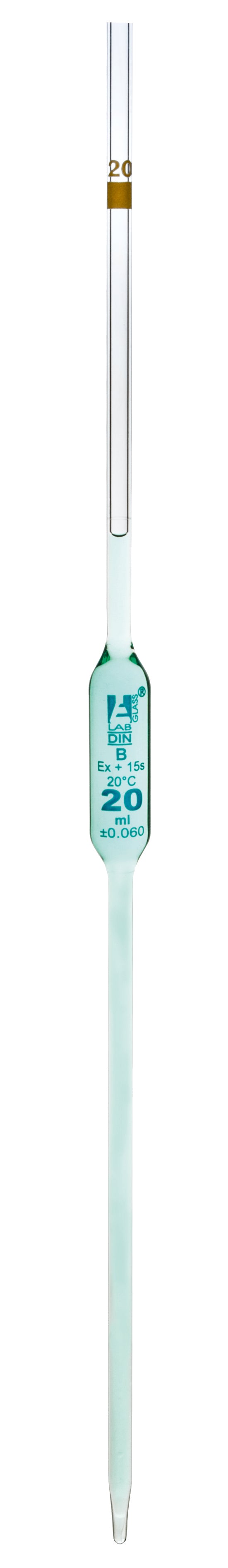 Class B Bulb Form Borosilicate Glass Pipette with Blue Graduations