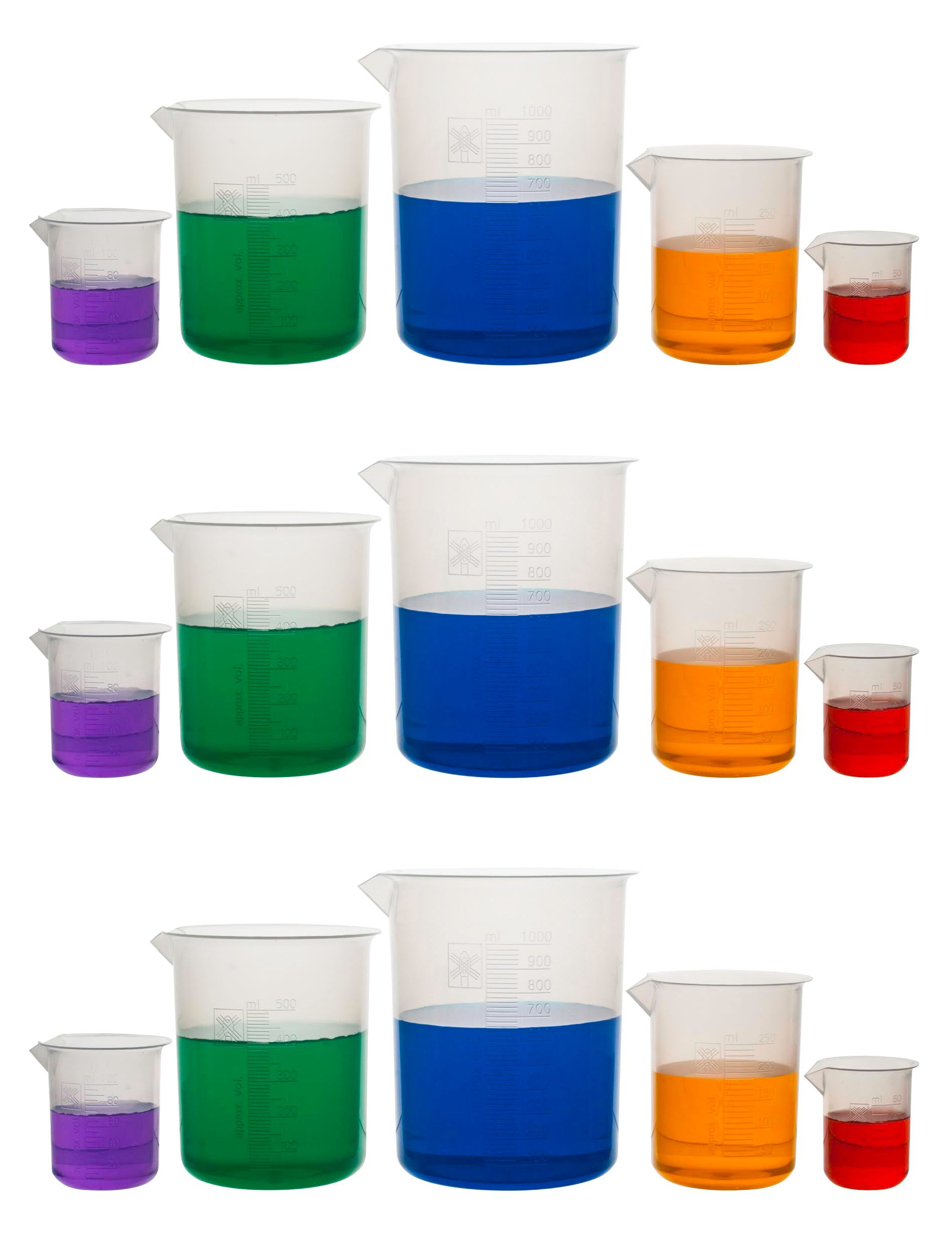 Autoclavable Polypropylene Beaker Set with Raised Graduations