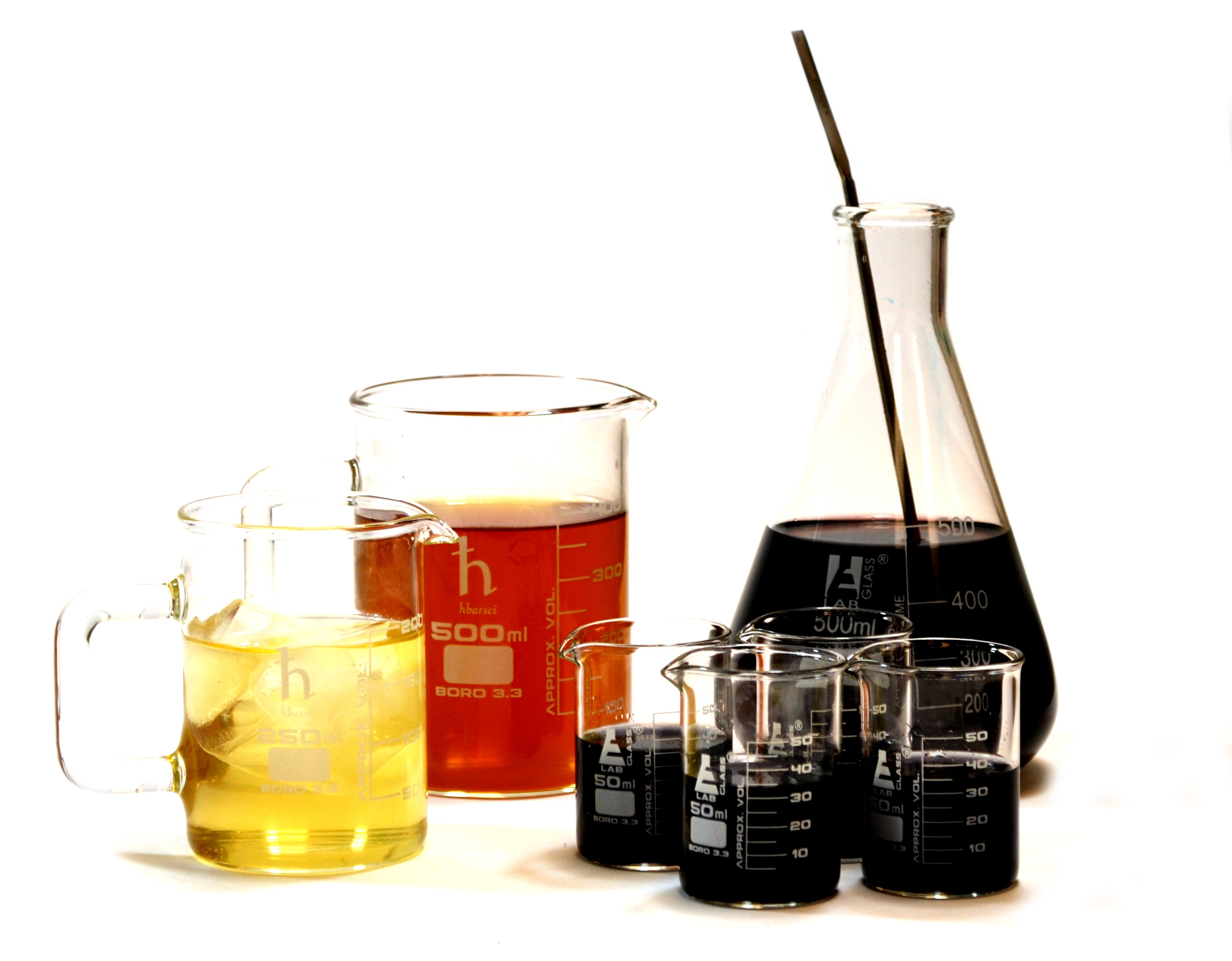 Premium 6-Piece Laboratory Glass Barware Set with Beaker Shotglasses, Beaker Mugs and Flask Mug