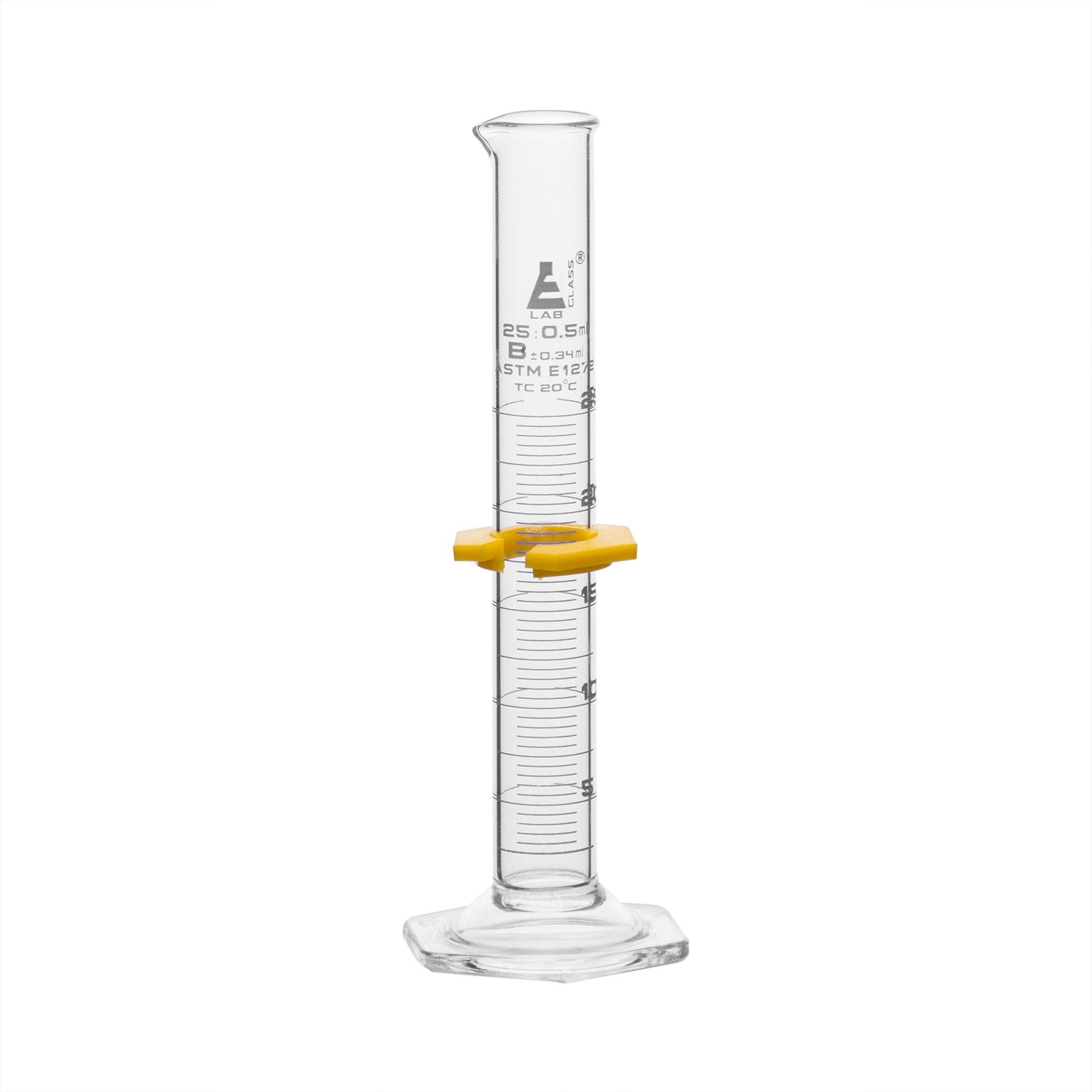 Class B Borosilicate Glass Graduated Cylinder with Protective Collar, White Graduations