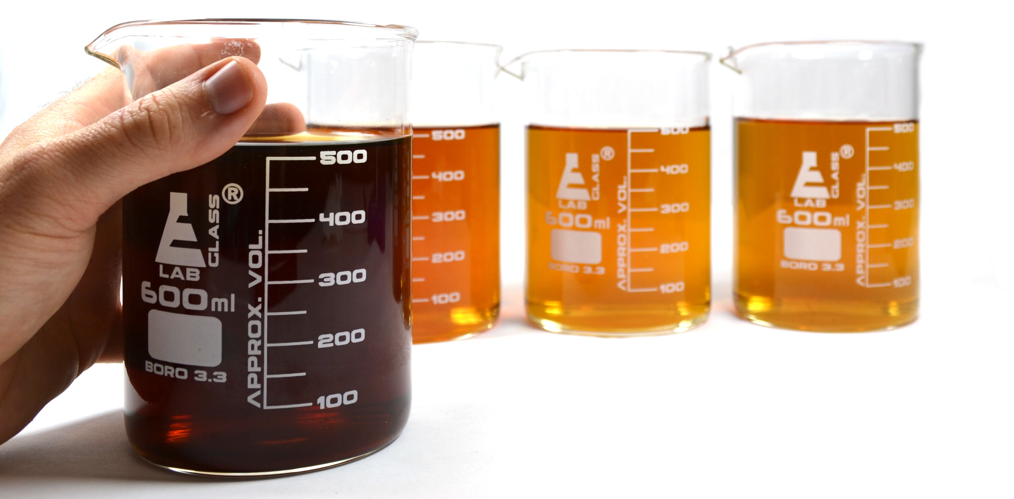 4-Pack Hand Crafted Borosilicate Glass Beaker Pint Glasses, 20oz/600mL
