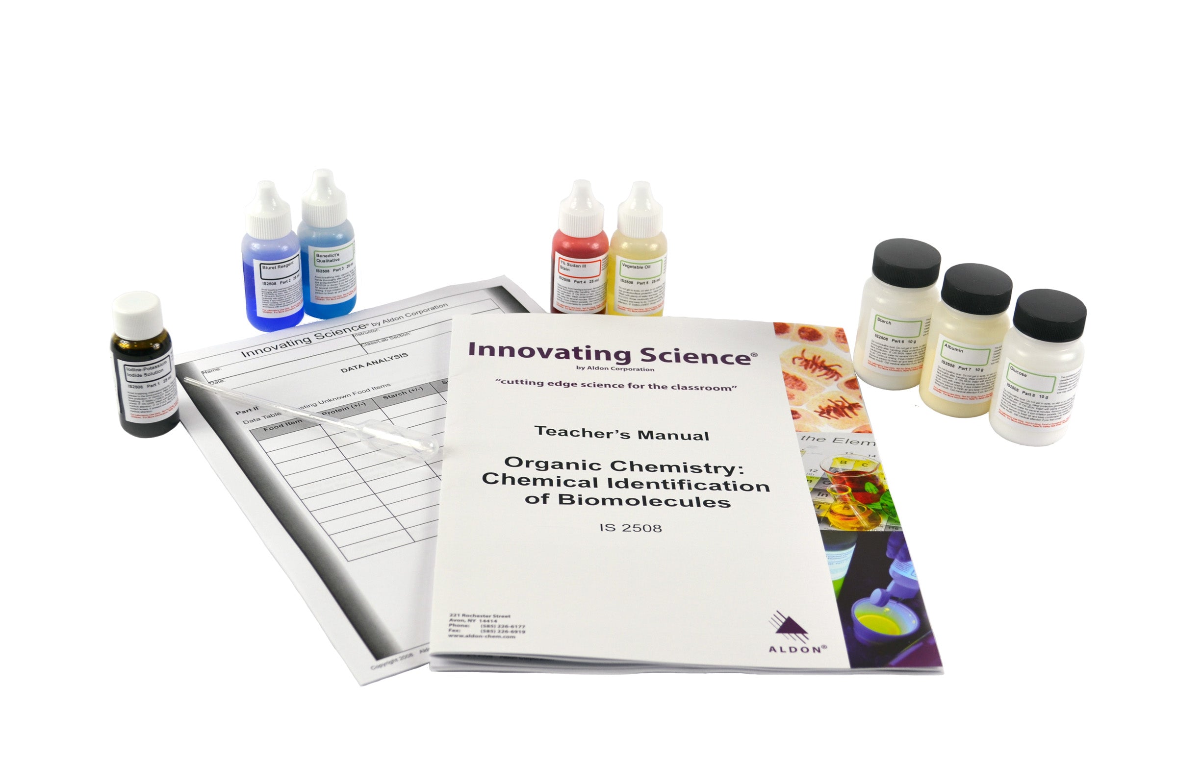 Organic Chemistry Chemical Identification of Proteins, Carbohydrates and Lipids Experiment Kit