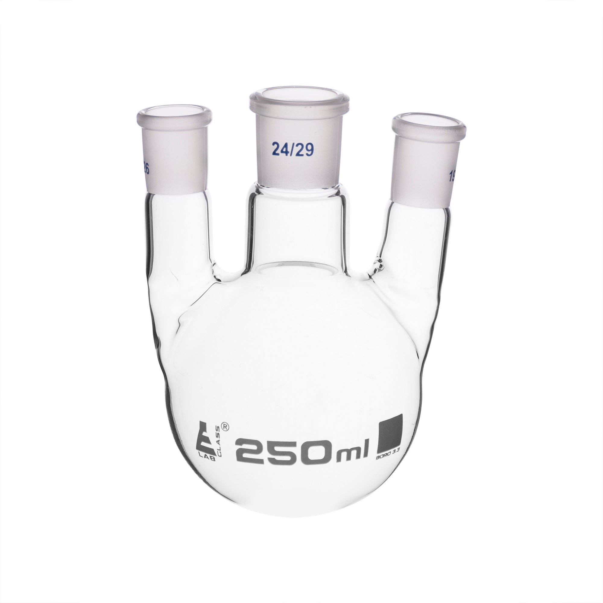 Round Bottom Three-Parallel-Neck Borosilicate Glass Distillation Flask