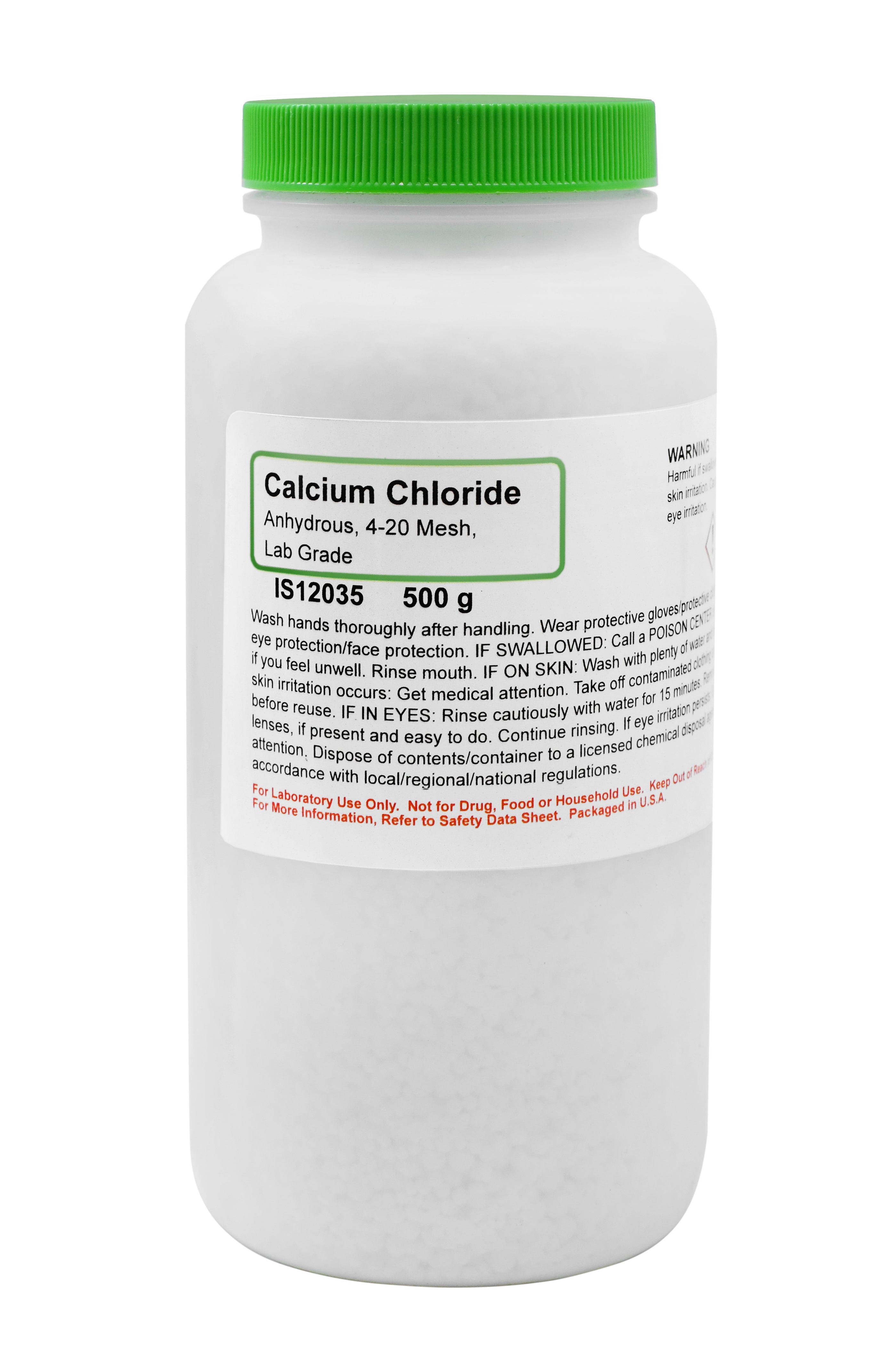 Anhydrous Calcium Chloride, 4-20 Mesh, 500g, Laboratory Grade