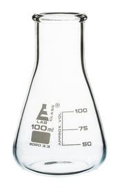Wide Neck Borosilicate Glass Erlenmeyer Flask with White Graduations