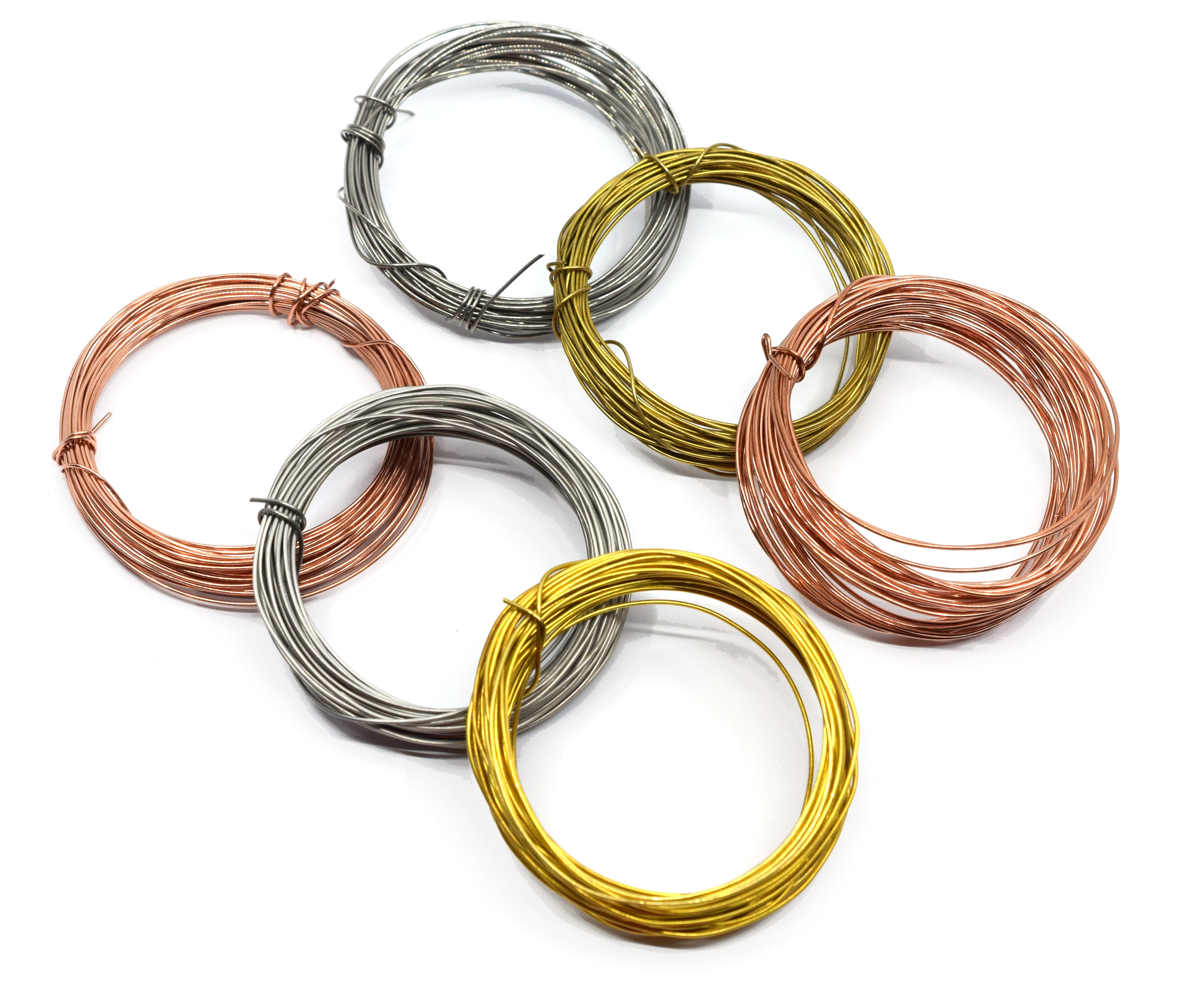 6-Piece Wire Set for Physics (Brass, Copper, Stainless Steel, 21/22 SWG)
