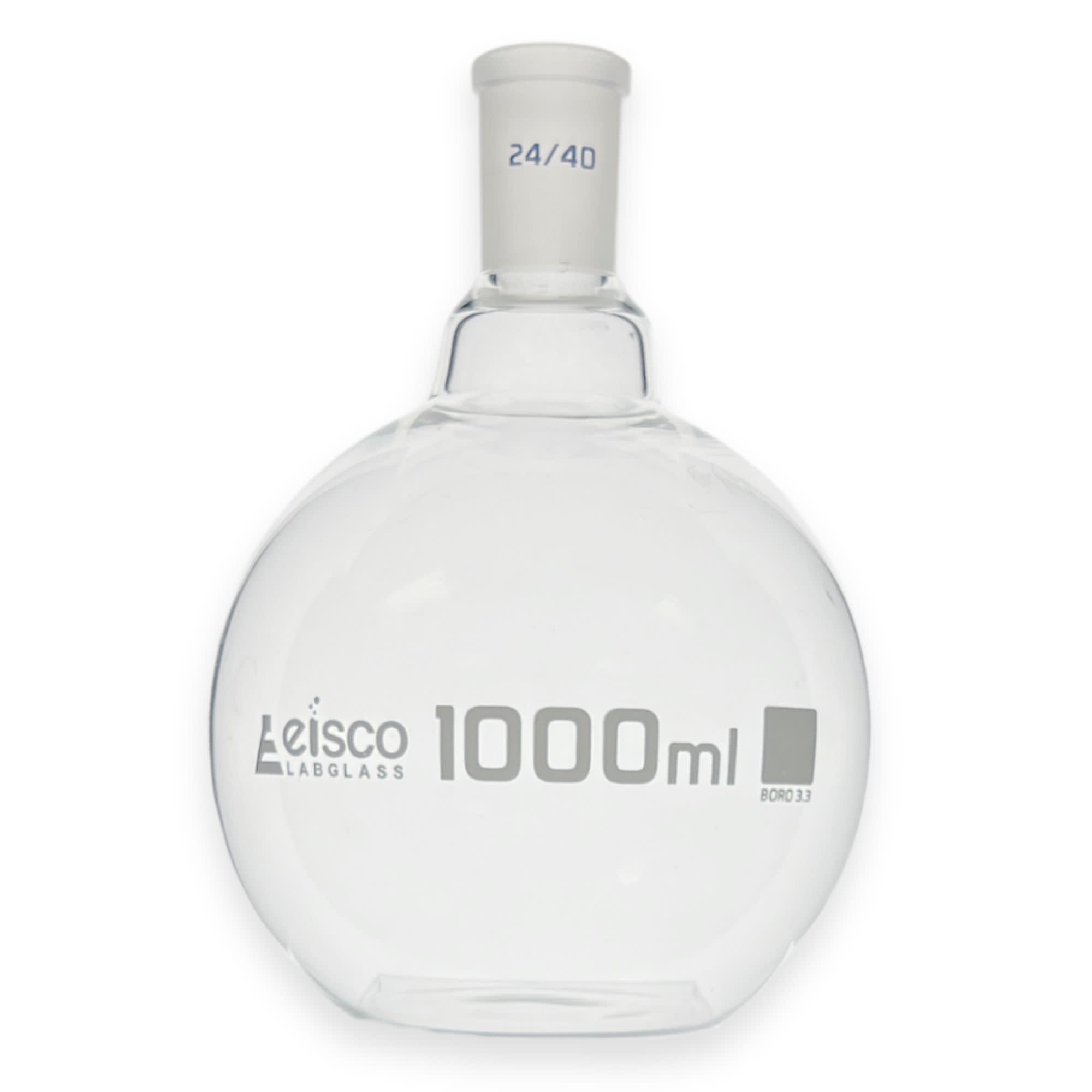 Flat Bottom Boiling Flask with 24/40 Ground Joint, 1000mL, Borosilicate Glass