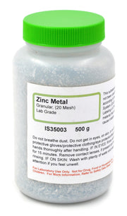 Lab Grade Granular Zinc Metal, 20 Mesh, 500g