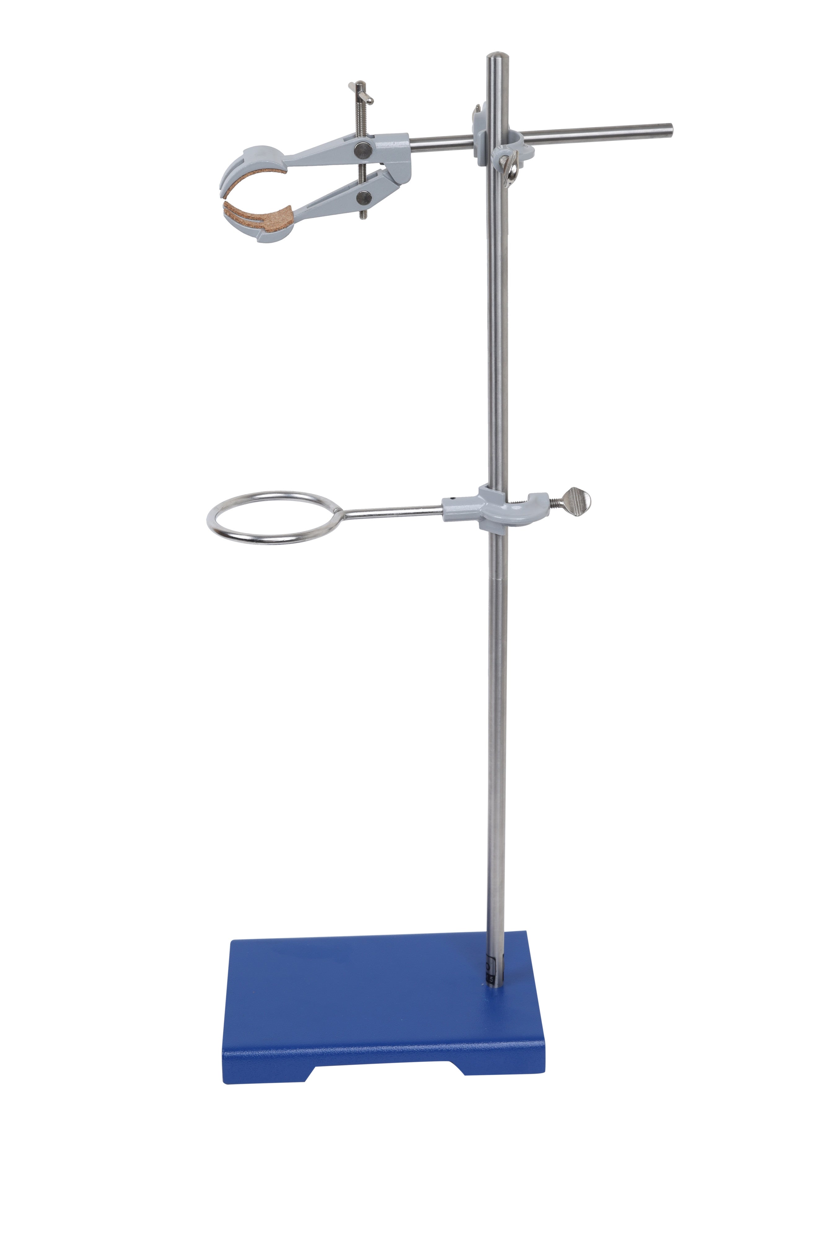 Upgraded 4-Piece Rectangular Retort Stand Set with 2-Piece Rod and 4-Prong Cork-Lined Clamp