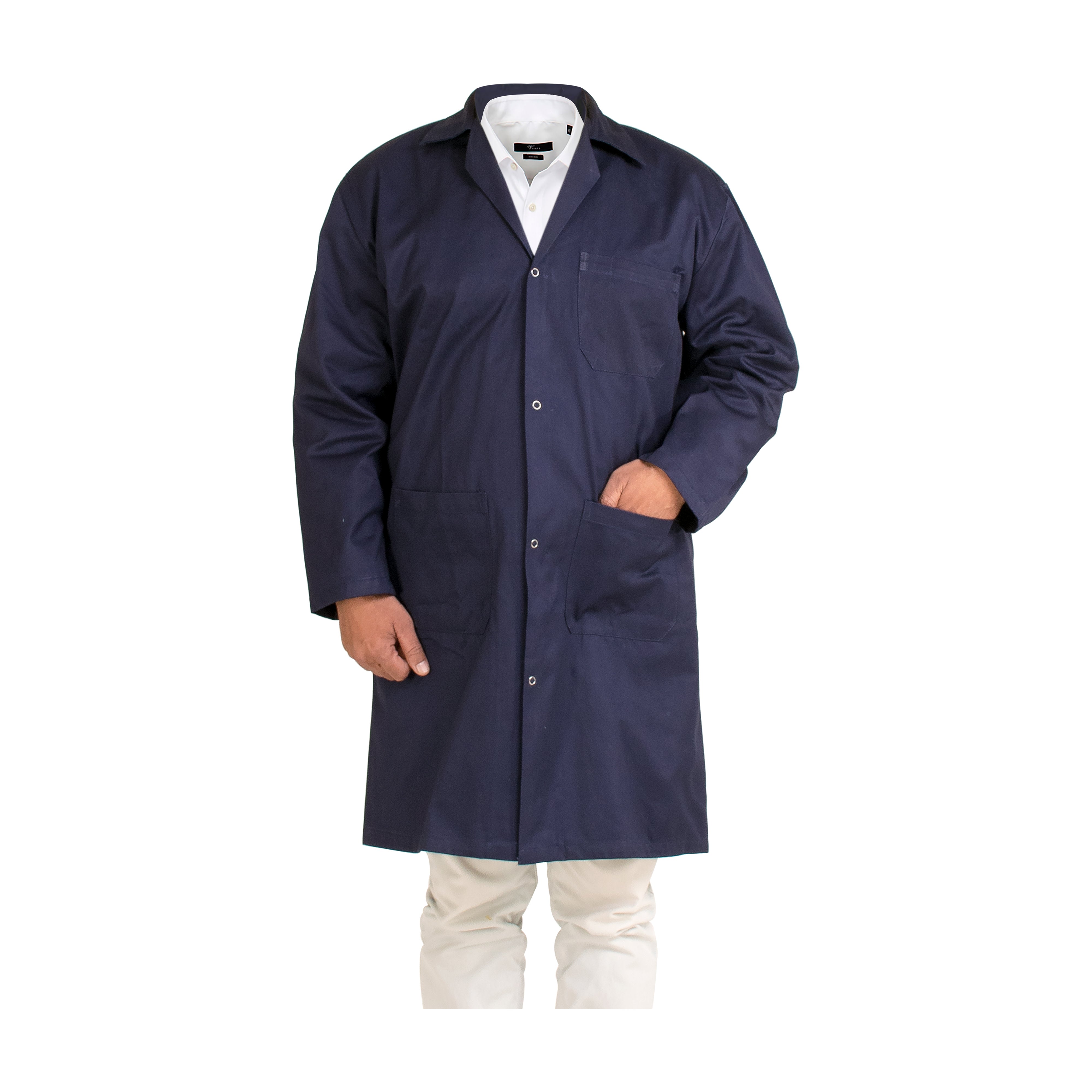 Navy Blue Polyester/Cotton Lab Coat, Large