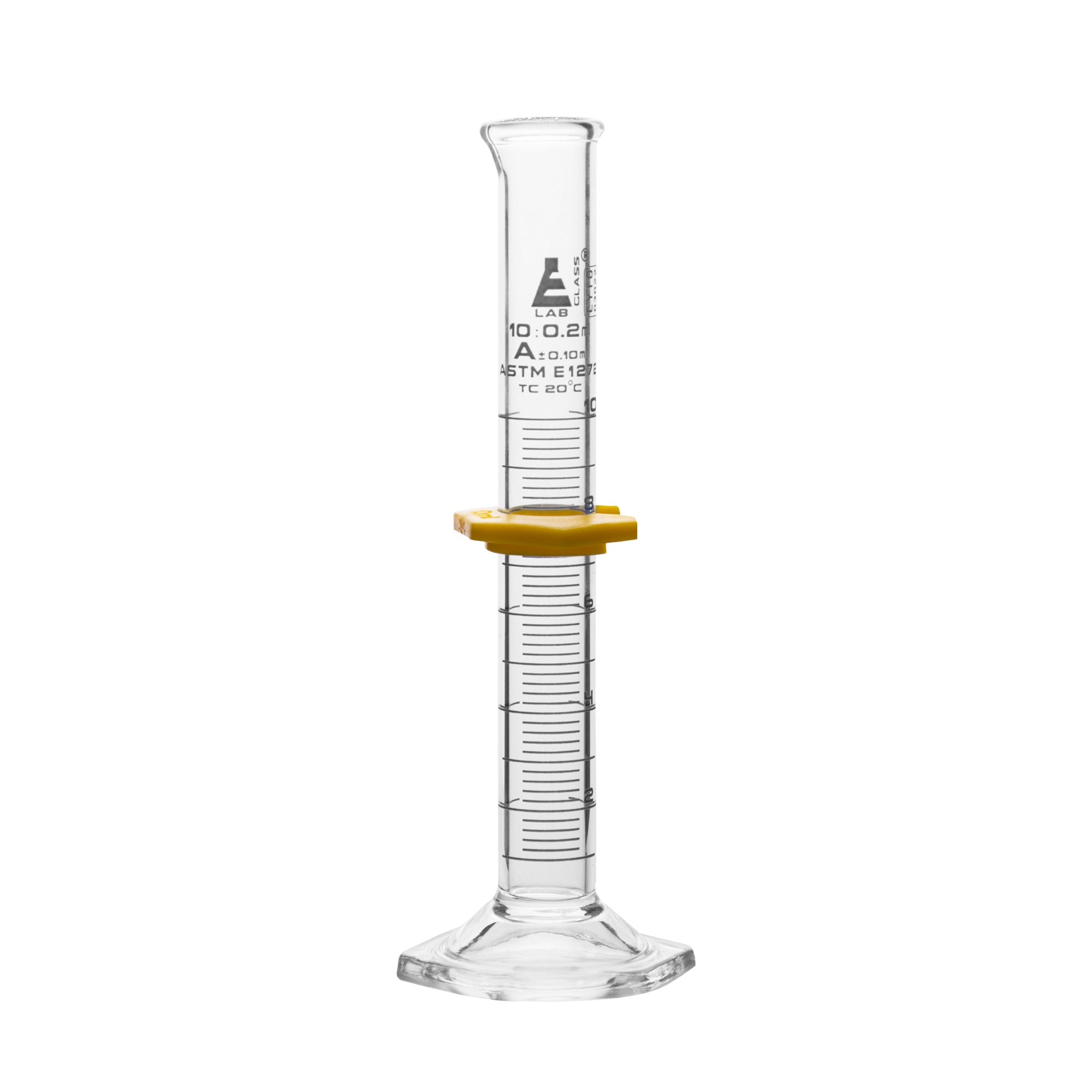 Class A Borosilicate Glass Graduated Cylinder with Protective Collar, White Graduations