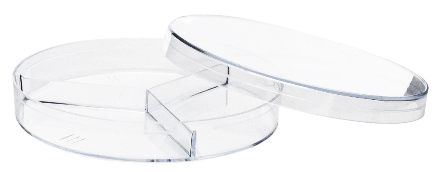 25-Pack Sterile 3-Compartment Triple-Vented Polystyrene Petri Dishes, 90mm