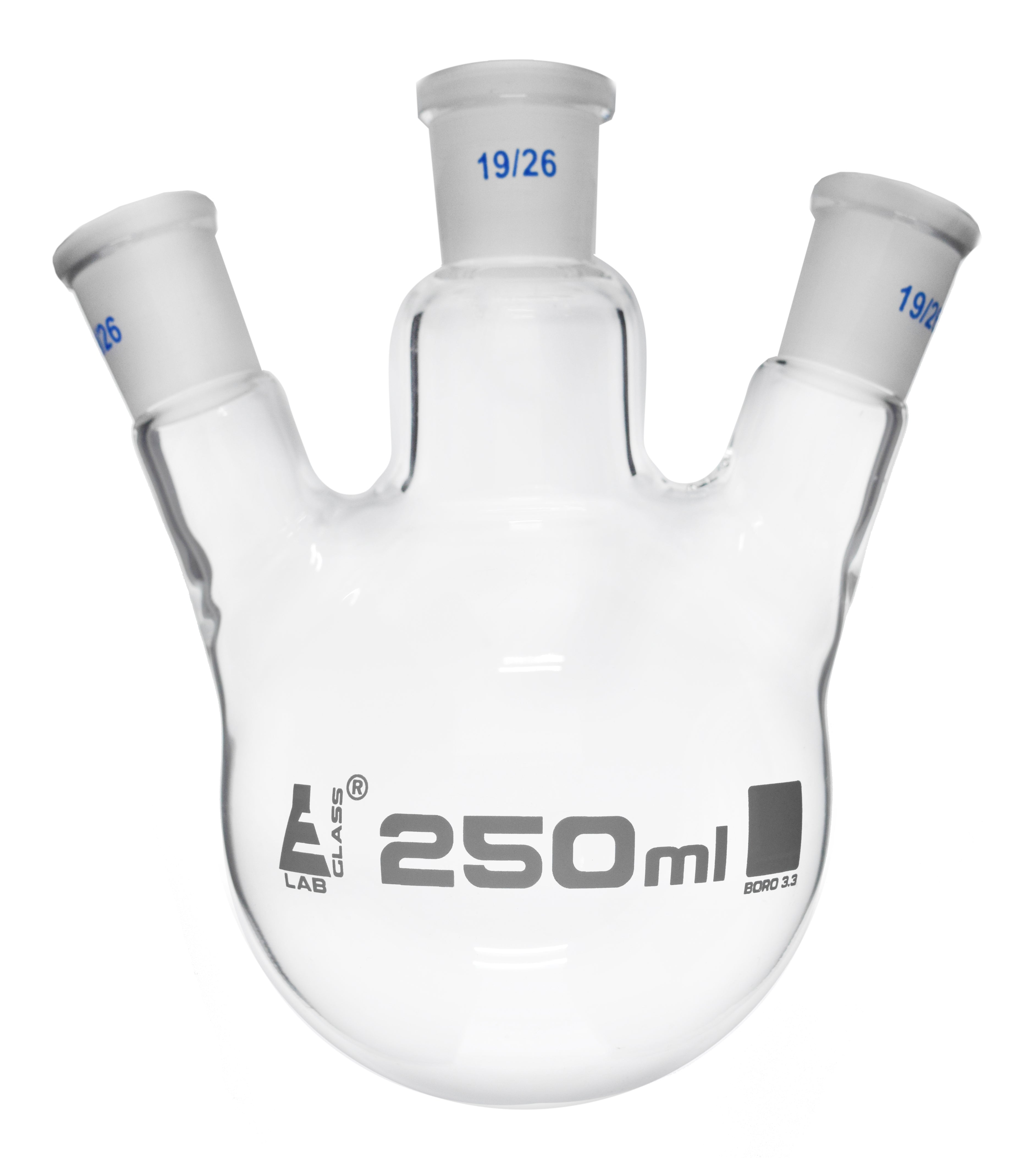 Round Bottom Three-Angled-Neck Borosilicate Glass Distillation Flask