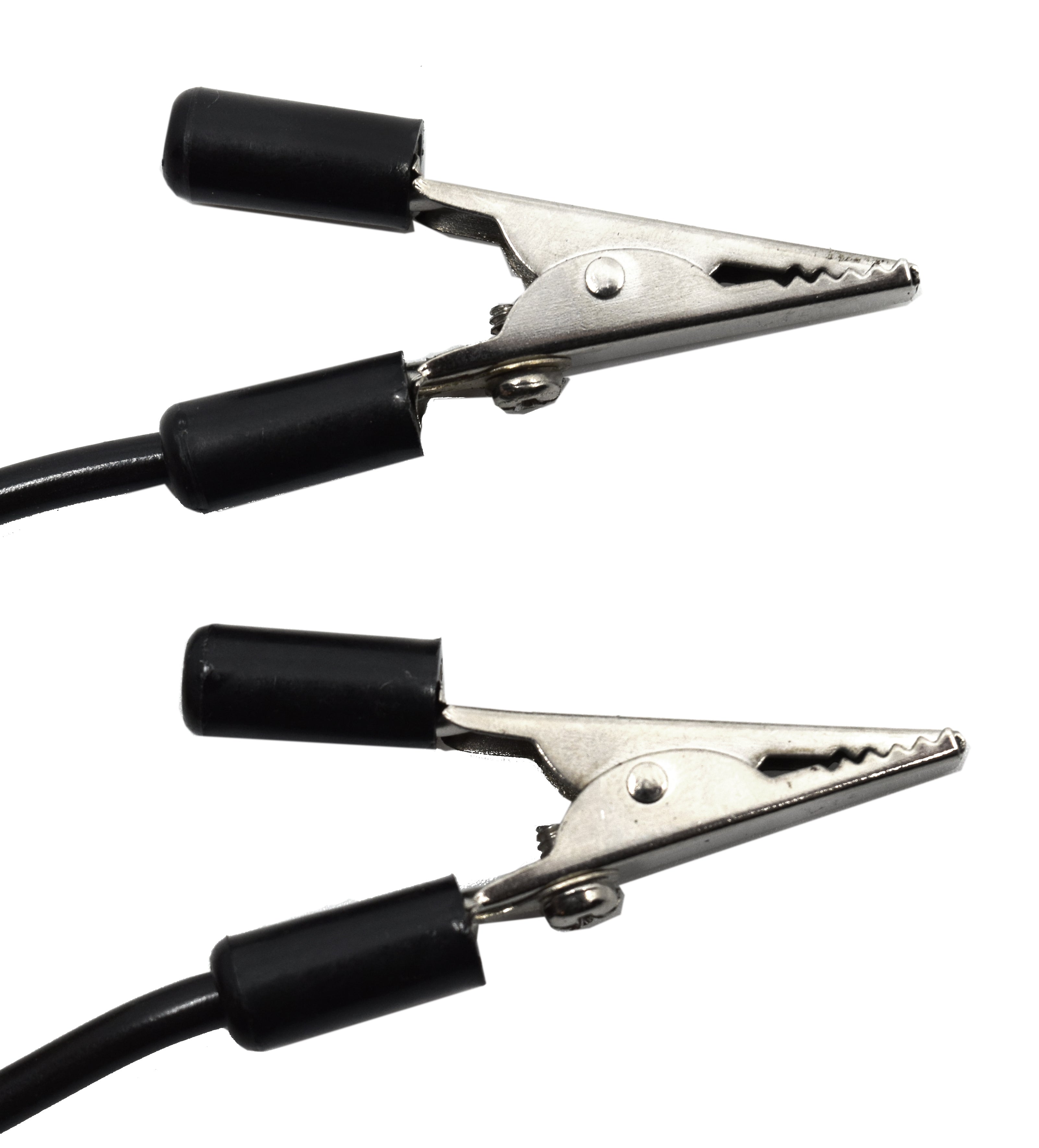 12" Connecting Leads with Alligator Clips, Black, 12-Pack