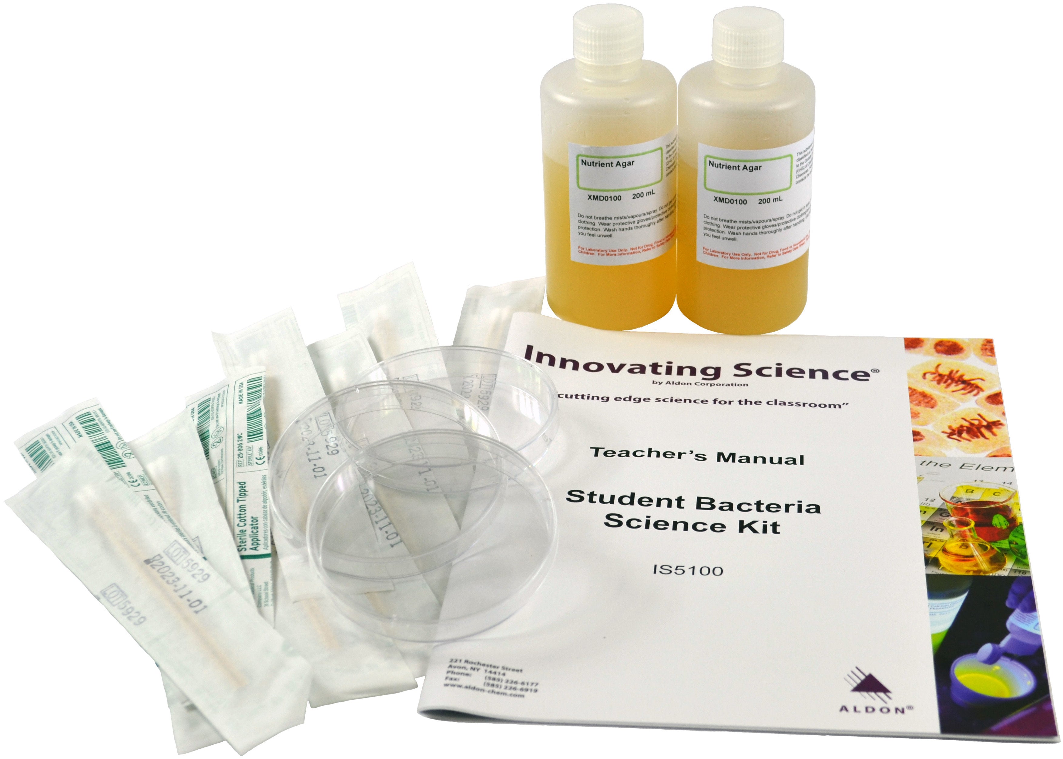 Student Bacteria Test Kit with 400mL Agar and Supplies for 20 Students
