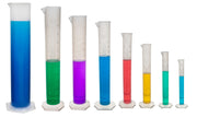 8-Piece Polypropylene Graduated Cylinder Set with Raised Graduations, 10/25/50/100/250/500/1000/2000mL
