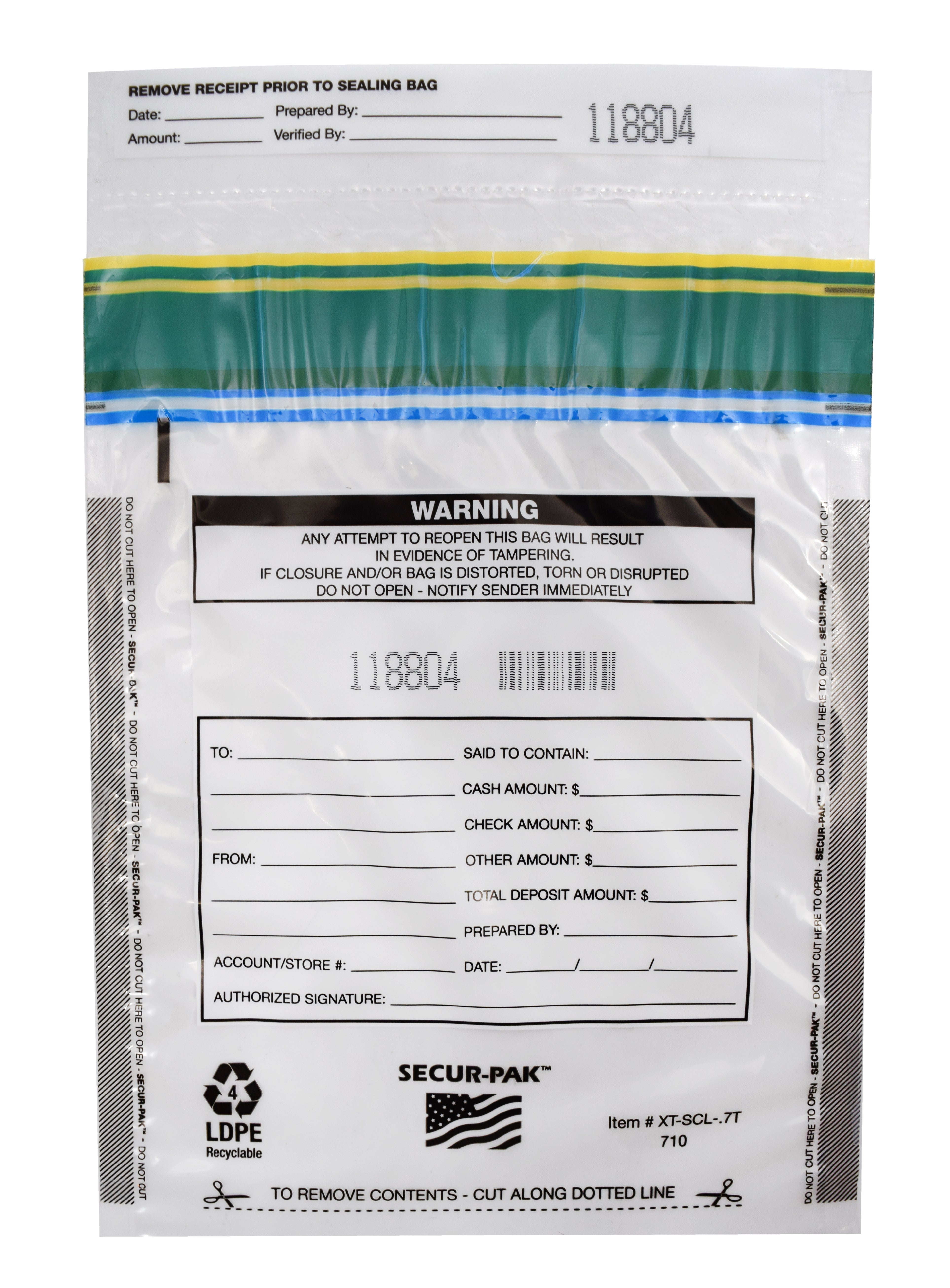 Premium Tamper-Evident Self-Sealing Security Bags, 7 x 10", 100-Pack