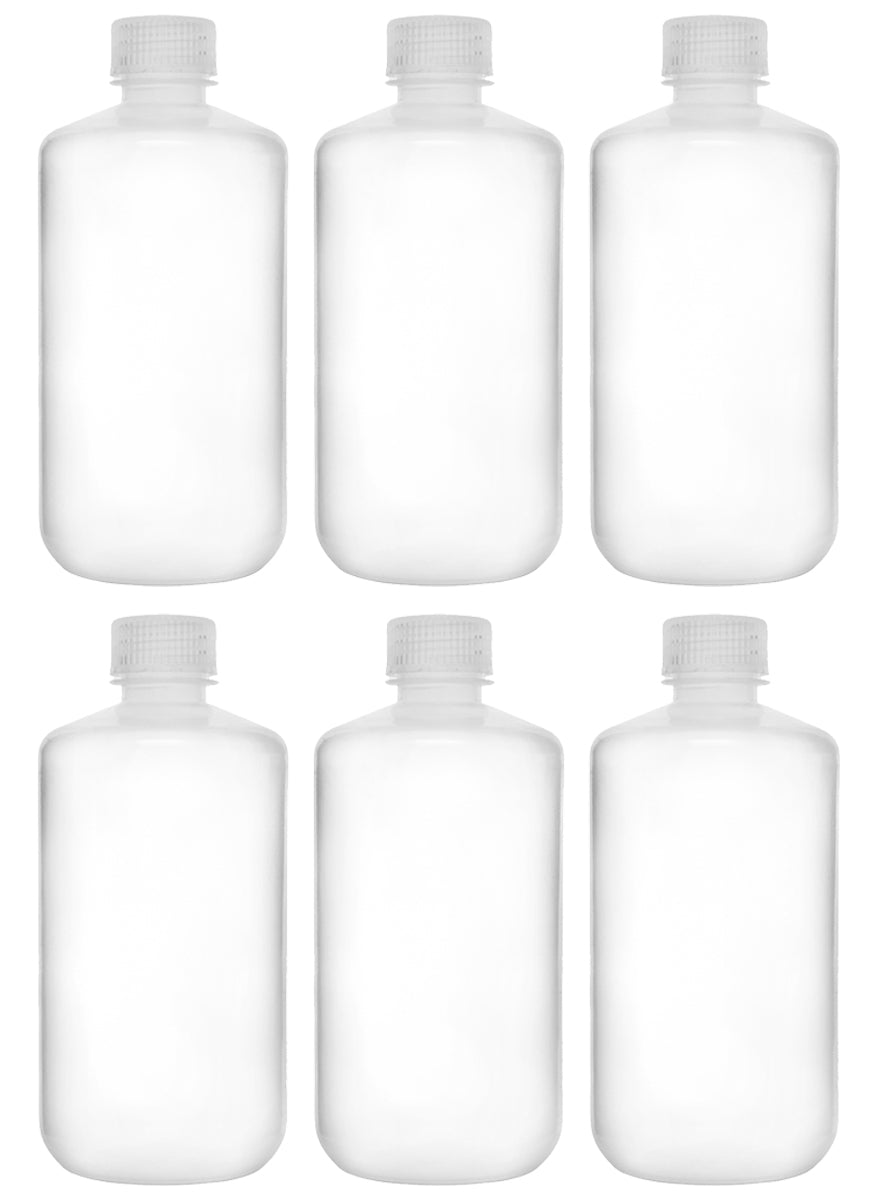Translucent Narrow Mouth Polypropylene Reagent Bottle with Screw Cap, 6-Pack