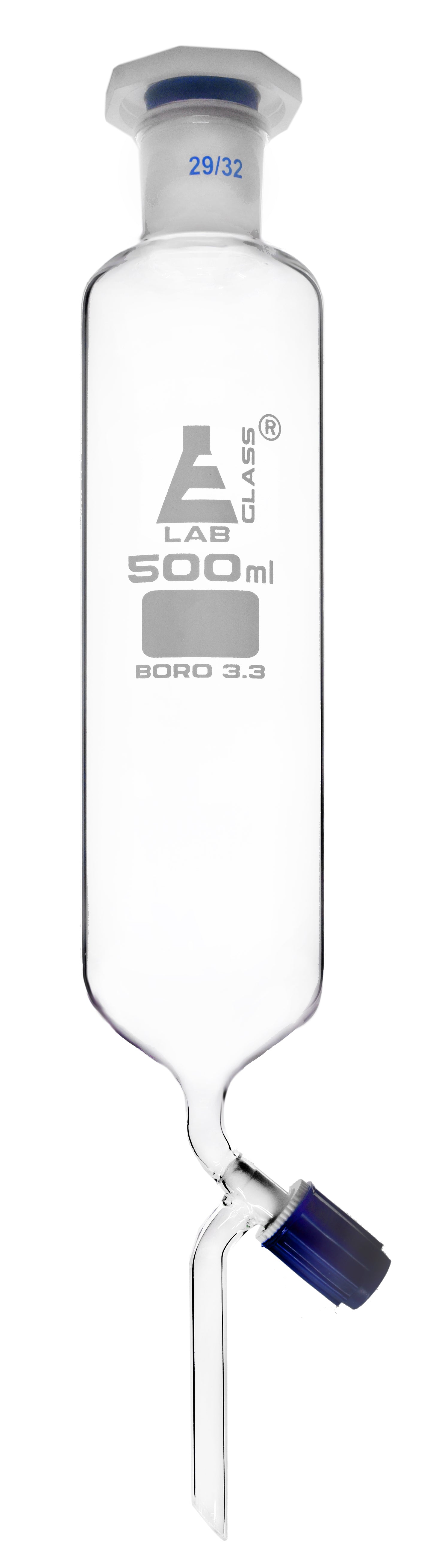 Cylindrical Borosilicate Glass Dropping Funnel with Rotaflow Stopcock