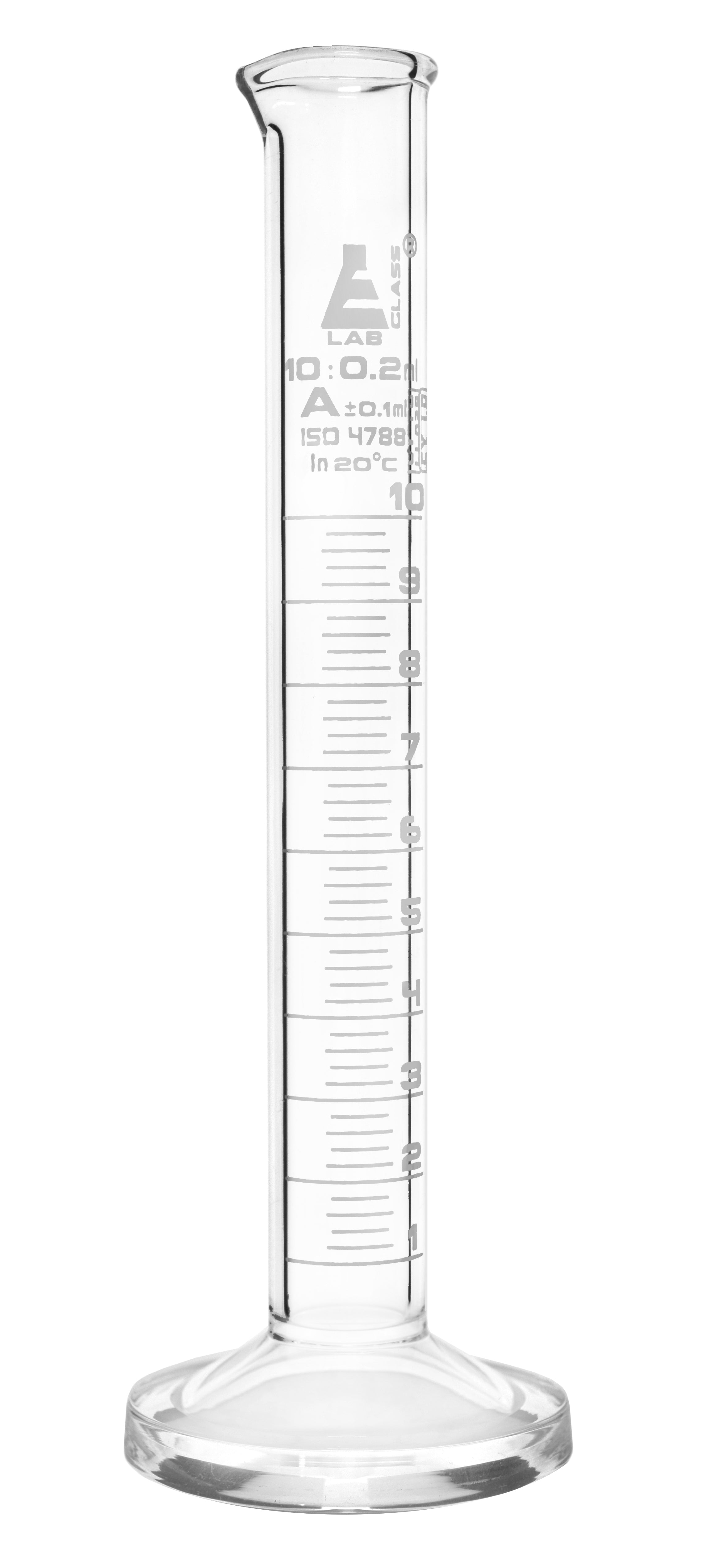 Class A Borosilicate Glass Graduated Cylinder with Round Base, White Graduations