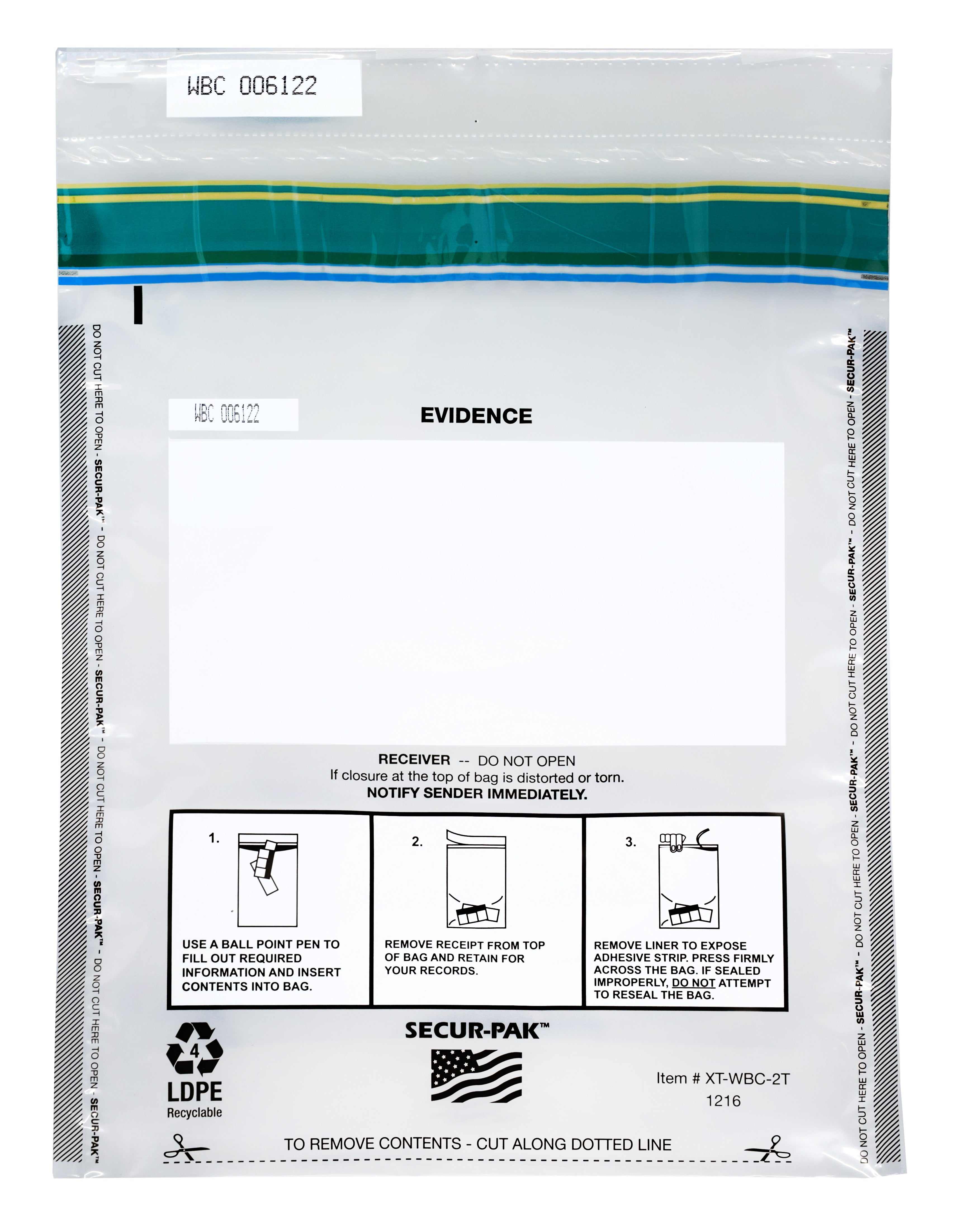 Premium Tamper-Evident Evidence Bags, 12 x 16", 100-Pack, Alternate Model