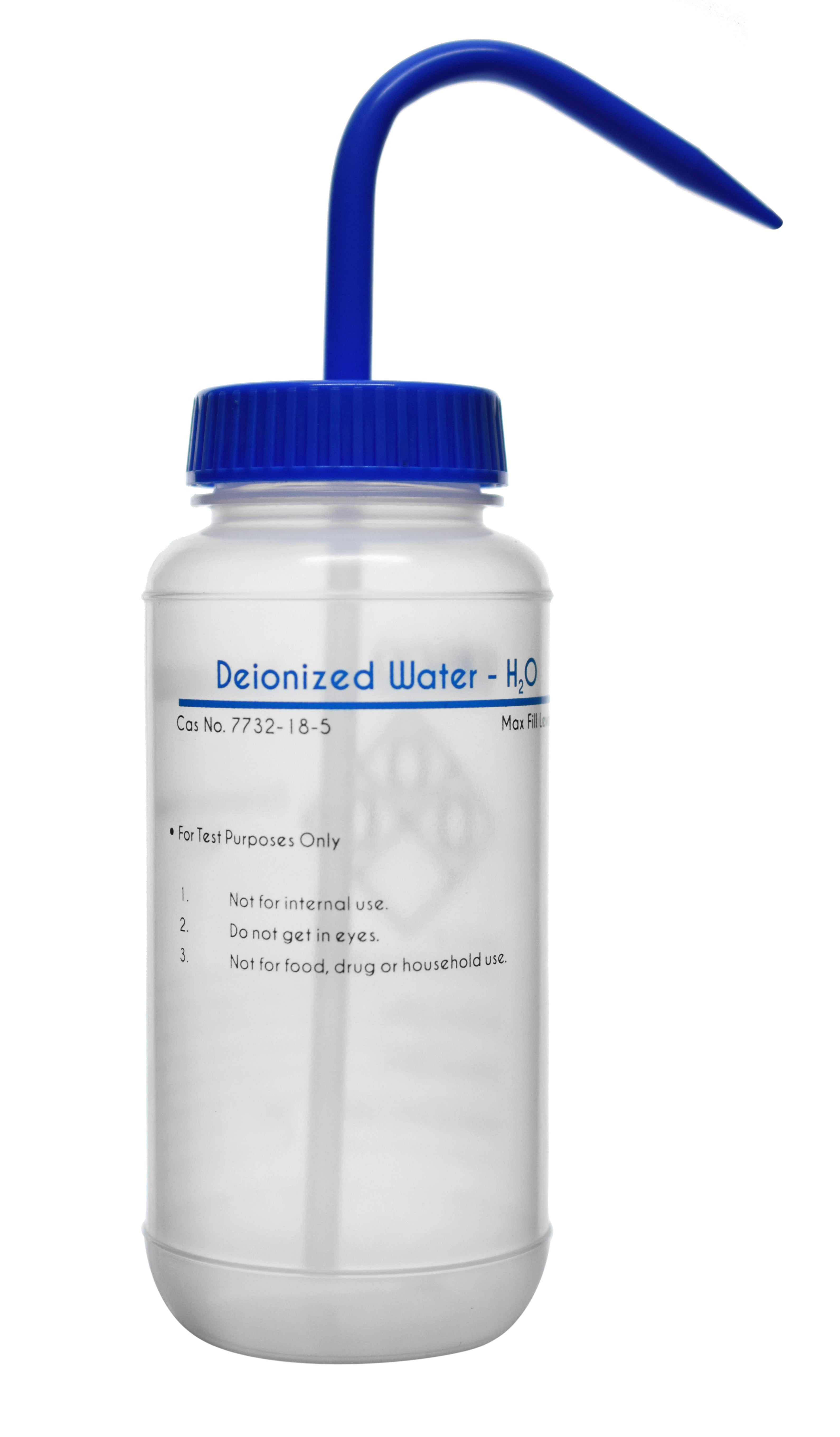 Deionized Water Wash Bottle, LDPE, Wide Mouth, 2-Color Label, 500mL