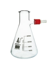 Conical Filtering Flask with Integral Plastic Side Arm, 250mL, White Graduations, Borosilicate Glass