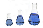 3-Piece Narrow Neck Erlenmeyer Flask Set, 50/100/250mL, White Graduations, Borosilicate Glass
