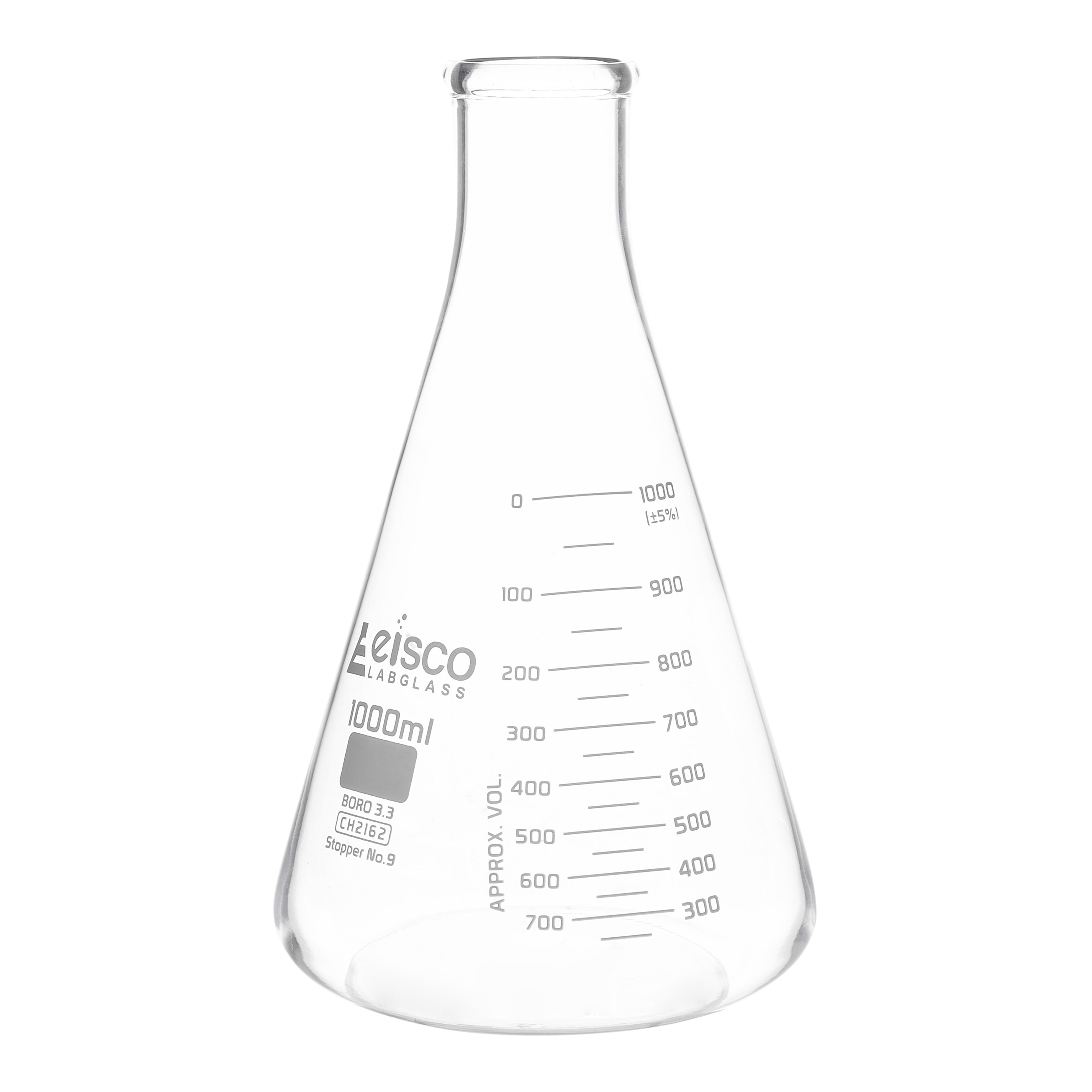 ASTM Narrow Neck Borosilicate Glass Erlenmeyer Flask with Dual Scale