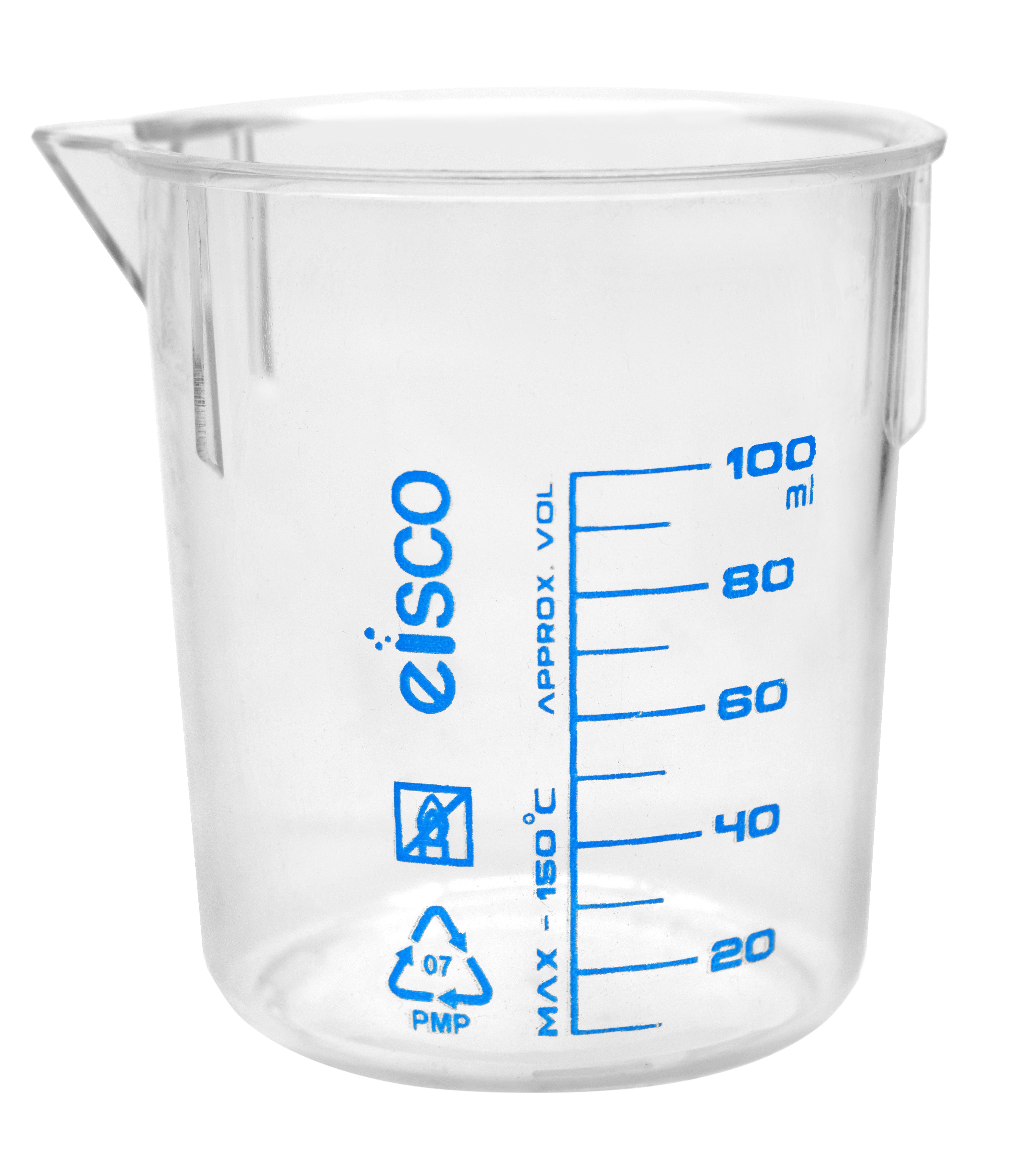 PMP Beaker with Spout and Blue Graduations